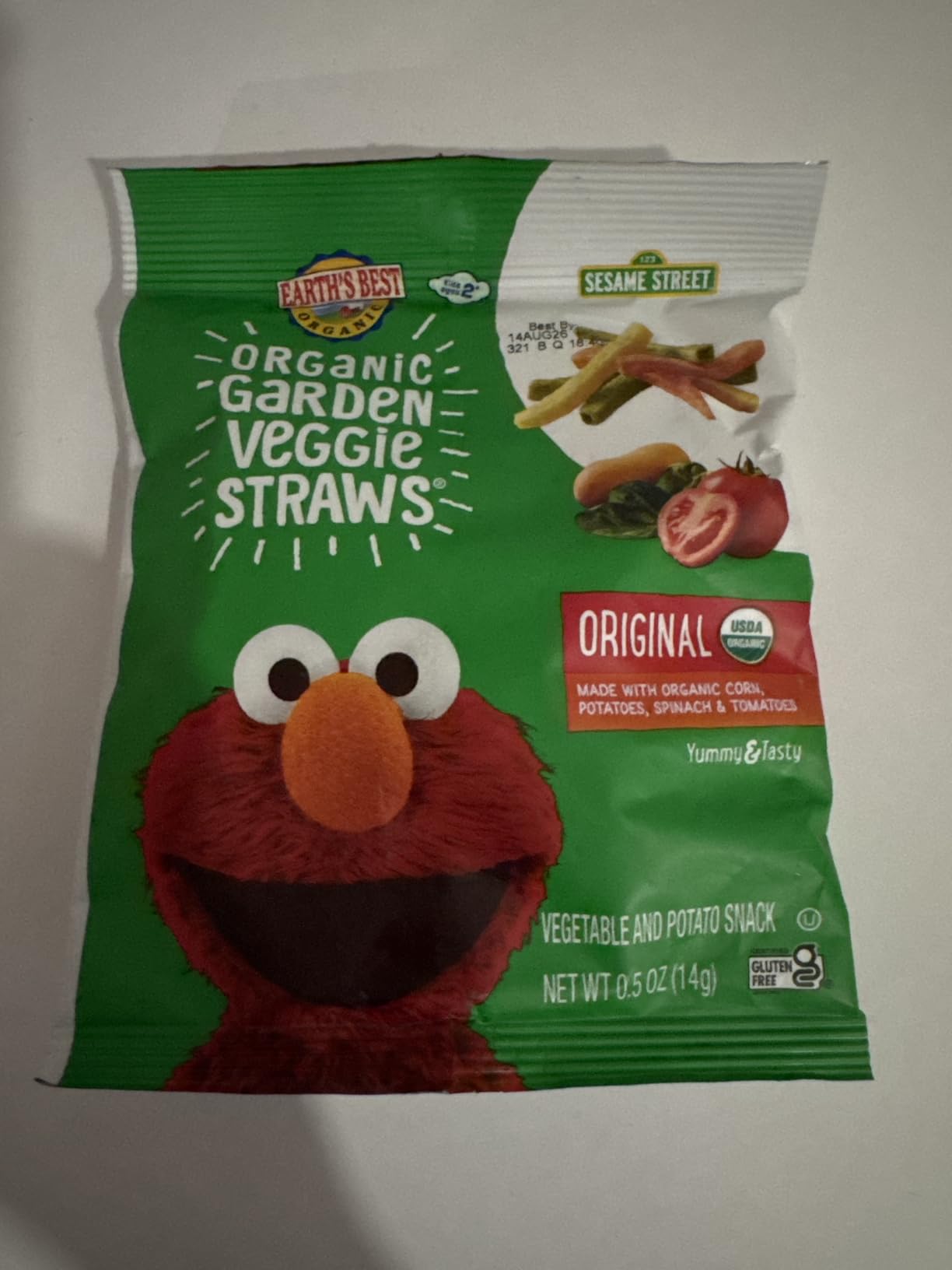 Earth's Best Organic Kids Snacks, Sesame Street Toddler Snacks, Organic Garden Veggie Straws for Toddlers 2 Years and Older, Original, Multipack, .5 oz Bags, 12 Count customer photo 1