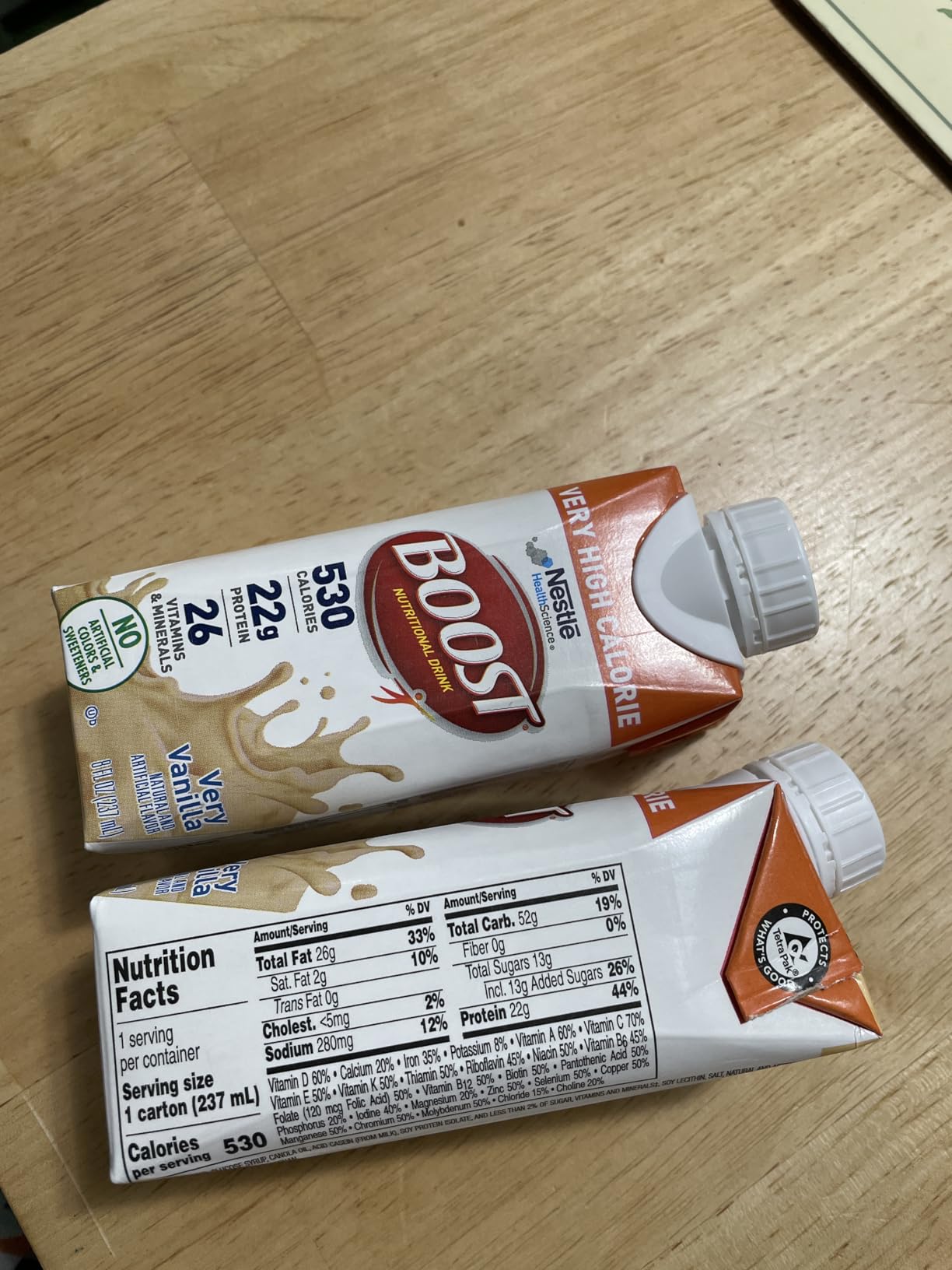 Boost Very High Calorie Very Vanilla Nutritional Drink – 22g Protein, 530 Nutrient Rich Calories, 8 Fl Oz (Pack of 24) customer photo 2