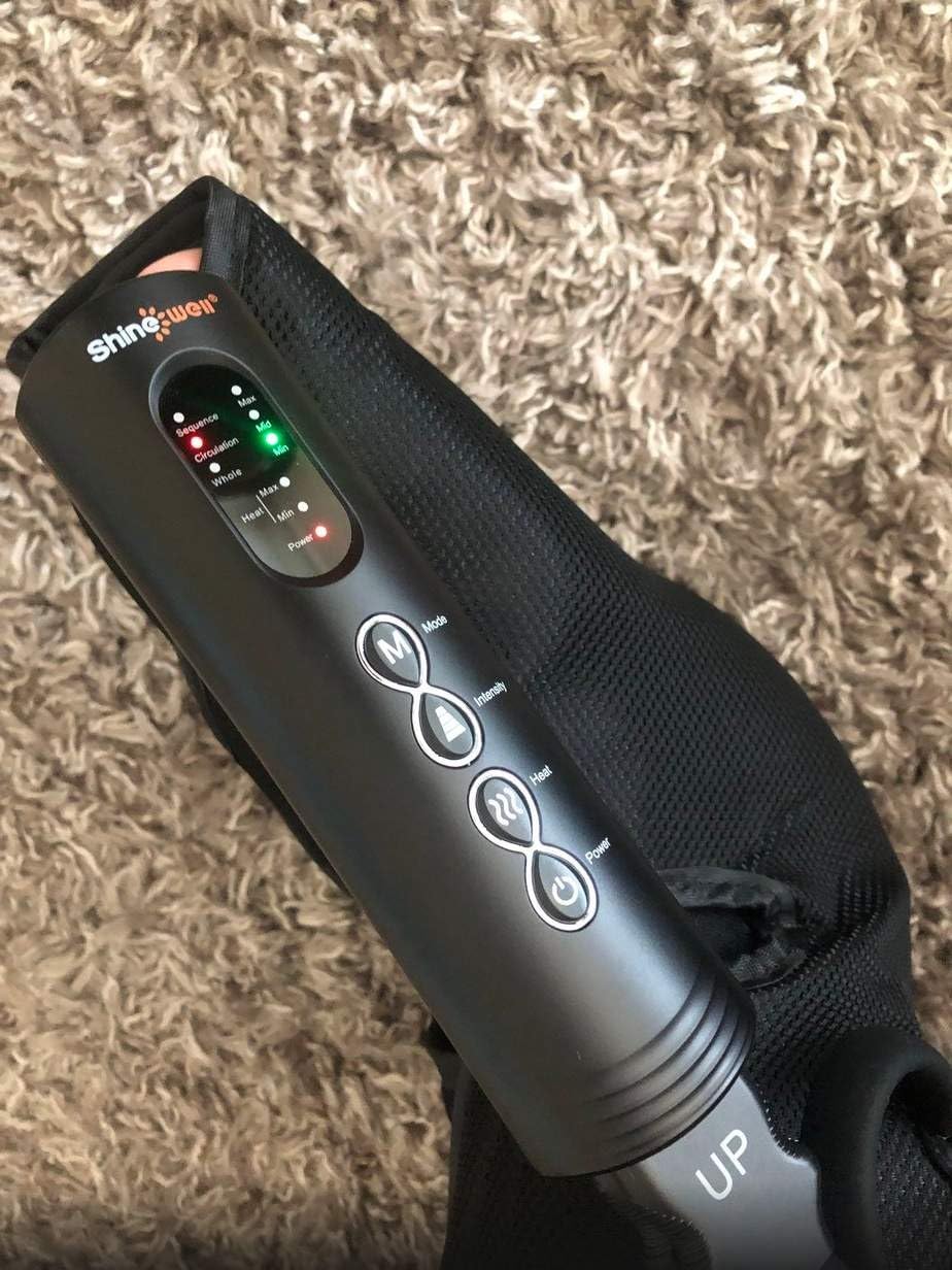 SHINE WELL Leg Compression Massager, Leg Massager for Circulation and Pain Relief, Air Compression Foot and Calf Massager with Heat for Swelling, with 2 Extenders, Wellness Gift for Mom Dad Friend customer photo 1