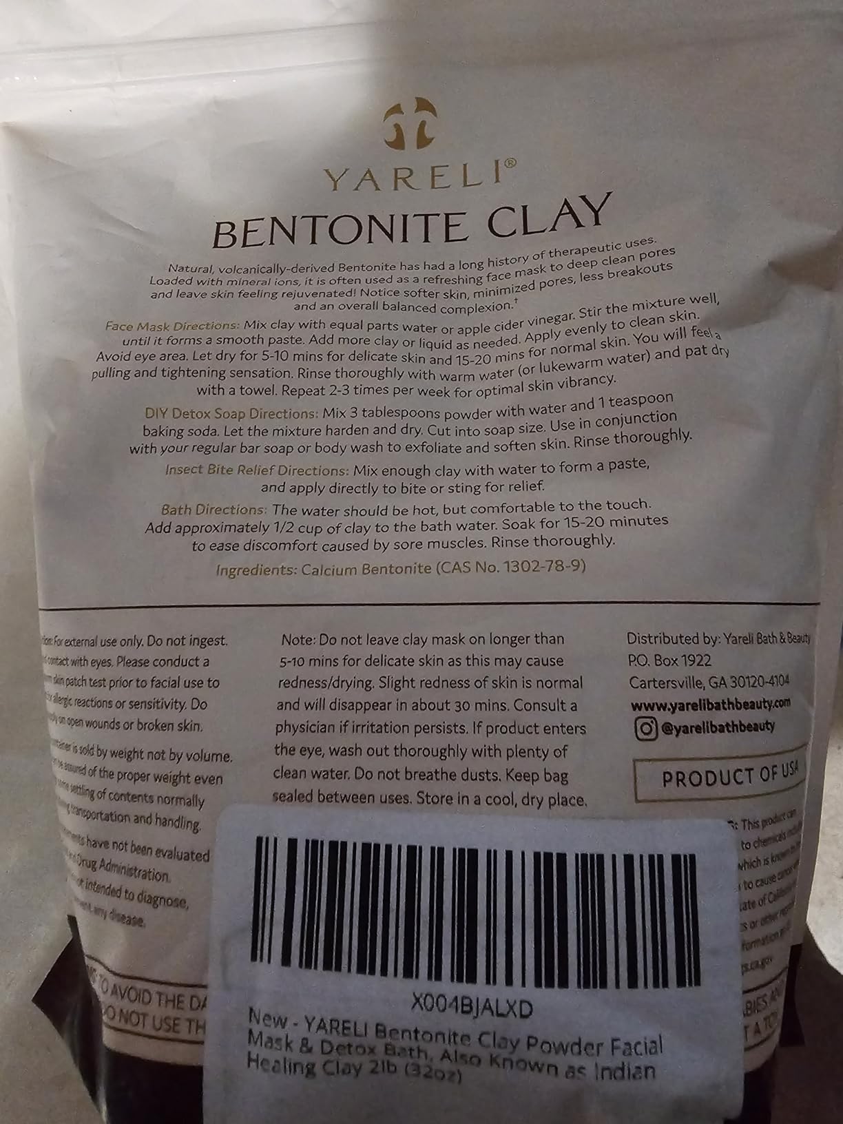 YARELI Bentonite Clay Powder Facial Mask & Cleansing Bath, Pure Indian Healing Clay, 2lb (32oz) customer photo 1