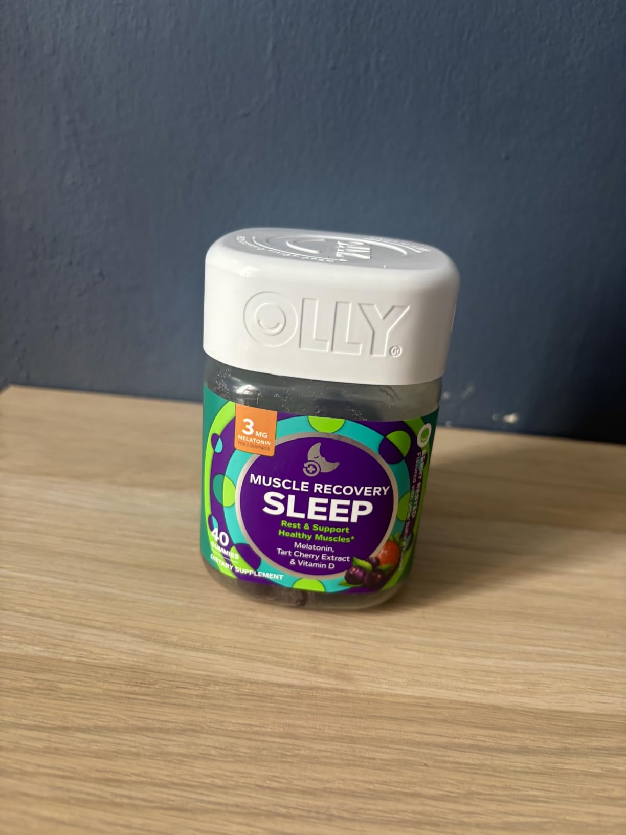 OLLY Muscle Recovery Sleep Gummies, Sleep and Healthy Muscle Support, 3mg Melatonin, Tart Cherry Extract, Vitamin D, 40 Count customer photo 1