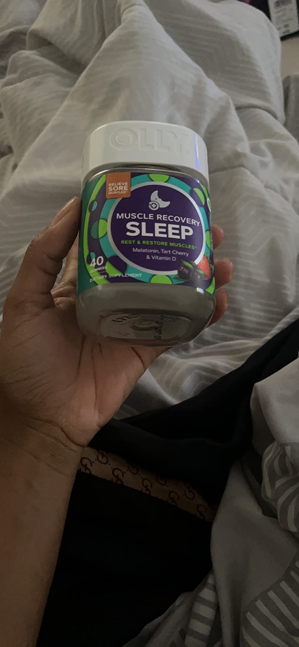 OLLY Muscle Recovery Sleep Gummies, Sleep and Healthy Muscle Support, 3mg Melatonin, Tart Cherry Extract, Vitamin D, 40 Count customer photo 2