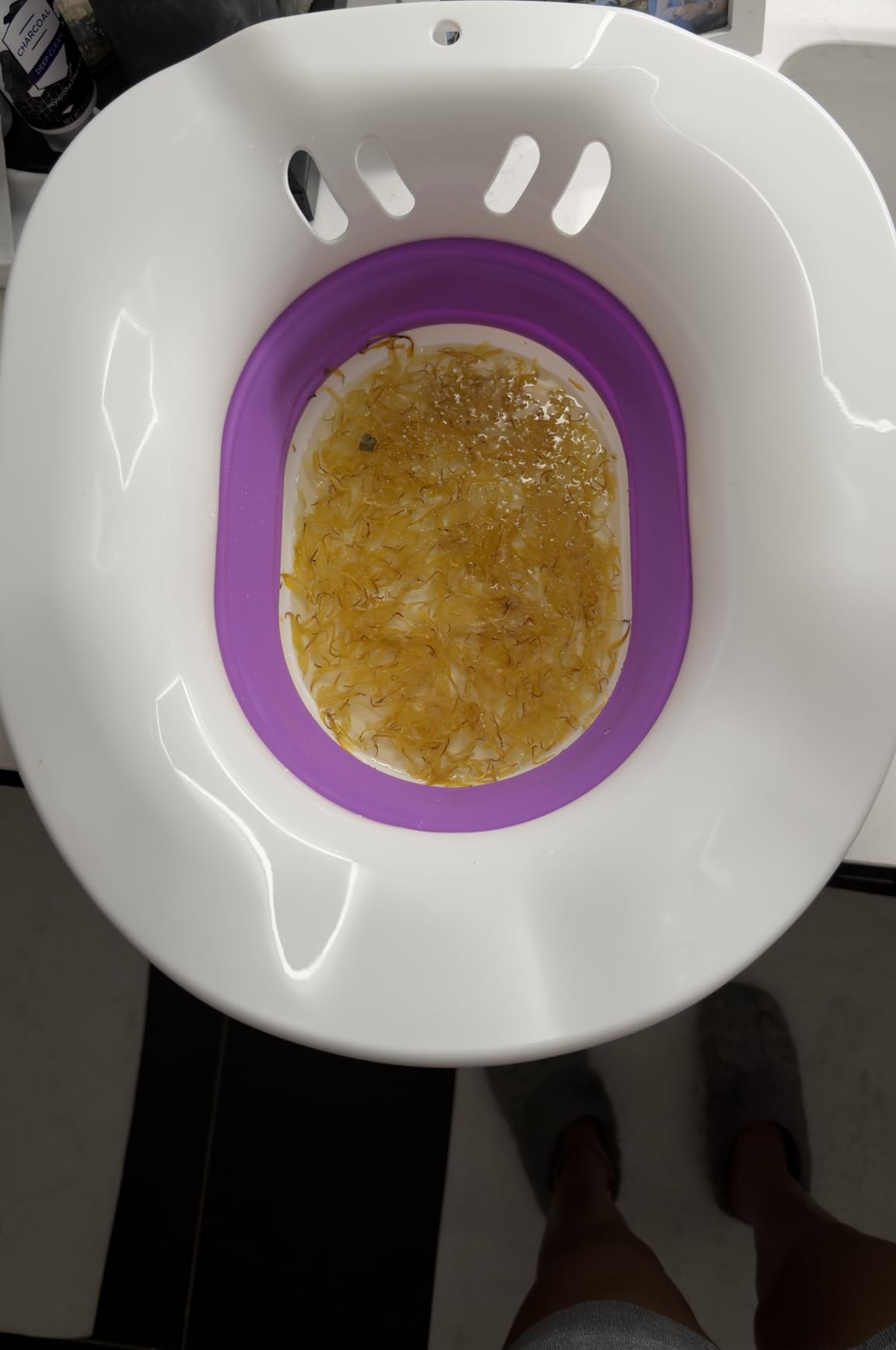 Fivona Sitz Bath for Toilet Seat Postpartum and Hemorrhoids Care - Yoni Steam Seat - Foldable Basin for Epsom Salt Soak - Portable Bidet BPA Free Temperature Resistant - Universal Fit - Blue customer photo 1