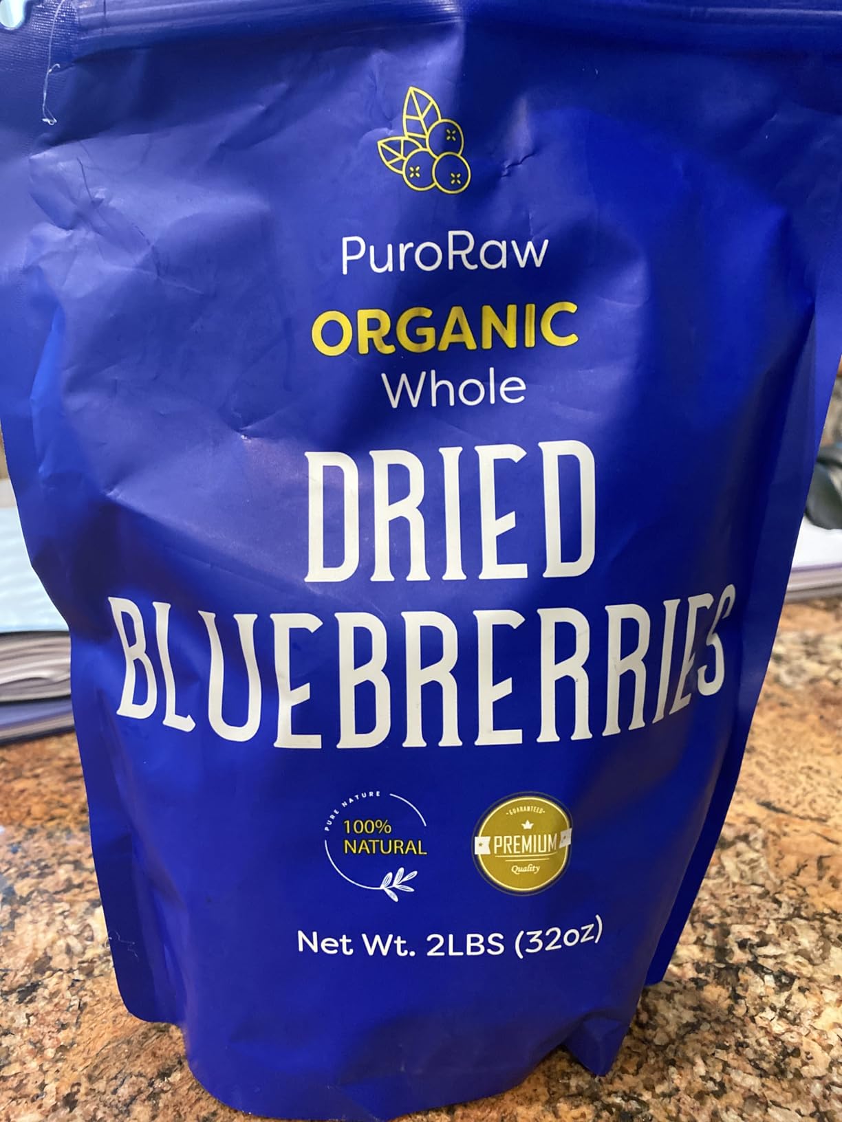 PuroRaw Dried Blueberries No Sugar Added, 2 lbs. Dehydrated Blueberries Bulk, Blueberry Raisins customer photo 1