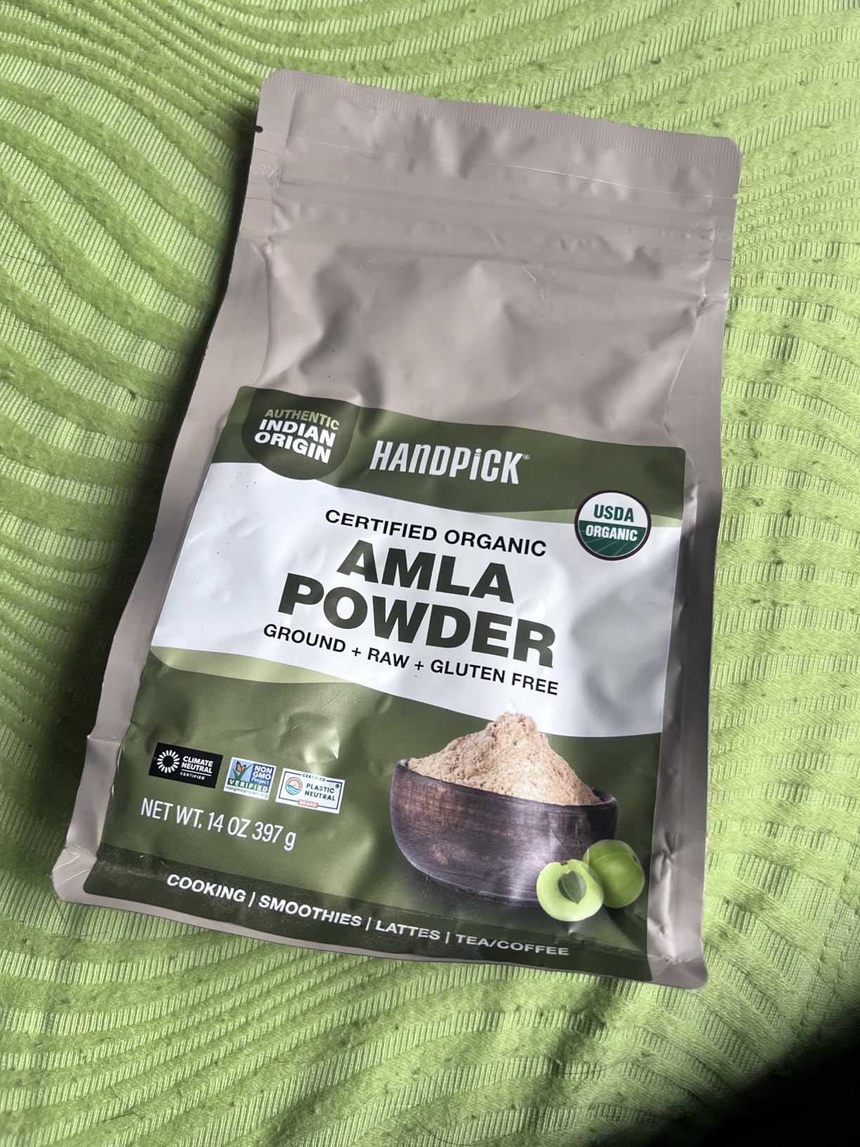 HANDPICK Organic Amla Powder (14oz) Amalaki, USDA Organic, Non-GMO | 100% Raw and Natural - Lab Tested for Purity | Indian Gooseberry Powder | Resealable Zip Lock Pouch customer photo 1