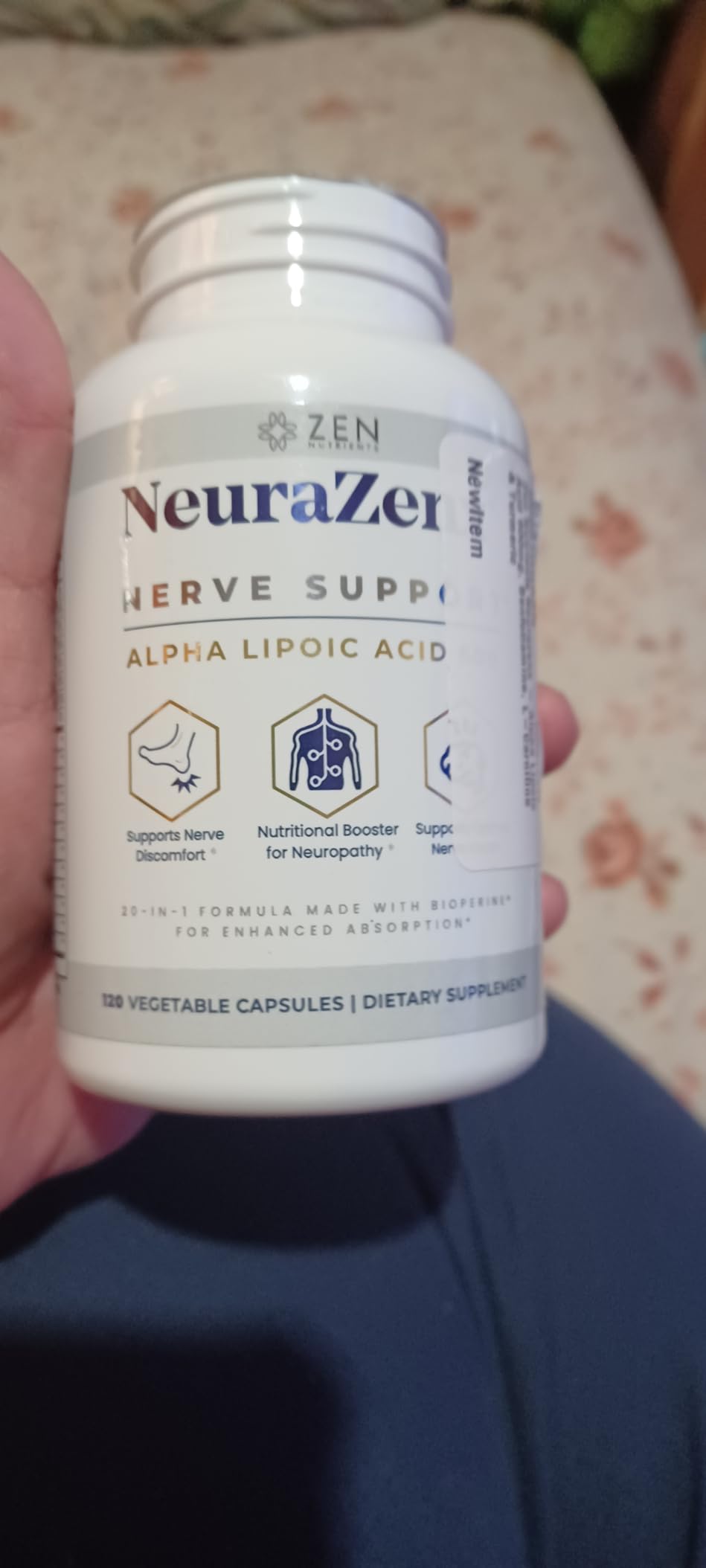 Zen Nutrients NeuraZenX Nerve Support & Peripheral Neuropathy Support Supplement with 1200mg Alpha Lipoic Acid (ALA), Benfotiamine, L-Carnitine, and Turmeric customer photo 1