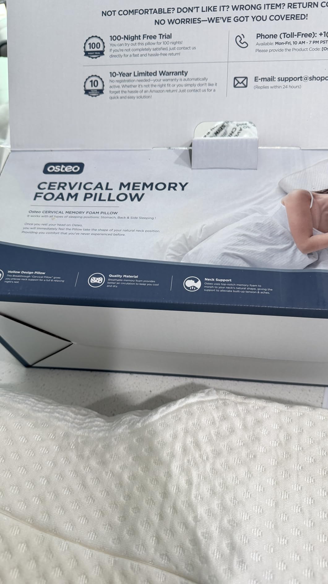 Osteo Cervical Pillow for Neck Pain Relief, Hollow Design Odorless Memory Foam Pillows with Cooling Case, Adjustable Orthopedic Bed Pillow for Sleeping, Support for Side Back Sleepers customer photo 1