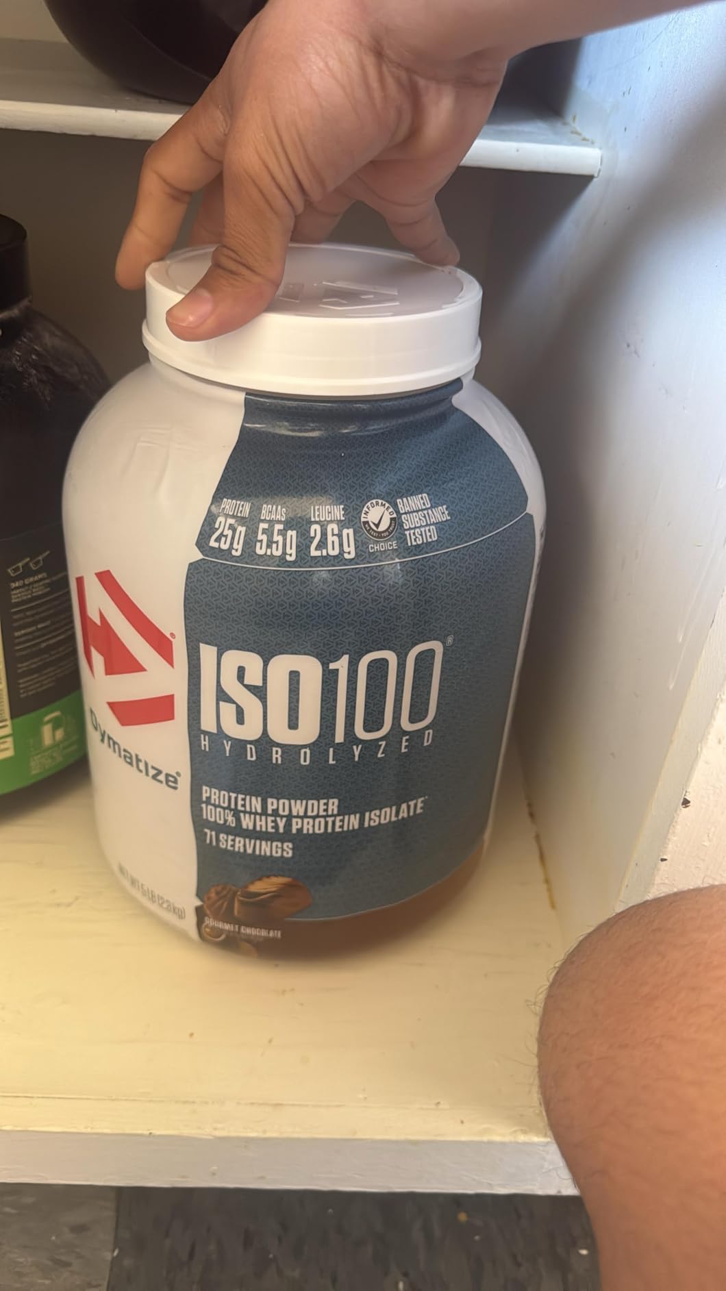 Dymatize ISO100 Whey Protein Powder Isolate, Gourmet Chocolate, 25g of Protein, 20 Servings, 5.5g BCAAs, Less Than 120 Cal., Gluten Free, 1g Fat, 1g Sugar, 2g Carb customer photo 2