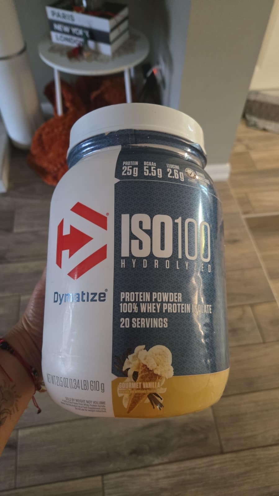 Dymatize ISO100 Whey Protein Powder Isolate, Gourmet Vanilla, 25g of Protein, 5.5g BCAAs, Less Than 120 Cal., Gluten Free, 1g Fat, 1g Sugar, 2g Carb customer photo 1