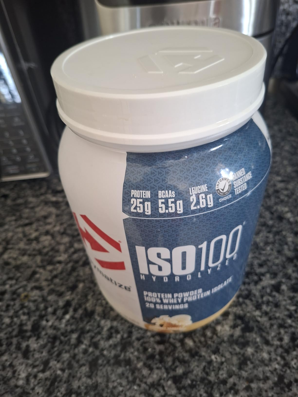Dymatize ISO100 Whey Protein Powder Isolate, Gourmet Vanilla, 25g of Protein, 5.5g BCAAs, Less Than 120 Cal., Gluten Free, 1g Fat, 1g Sugar, 2g Carb customer photo 2