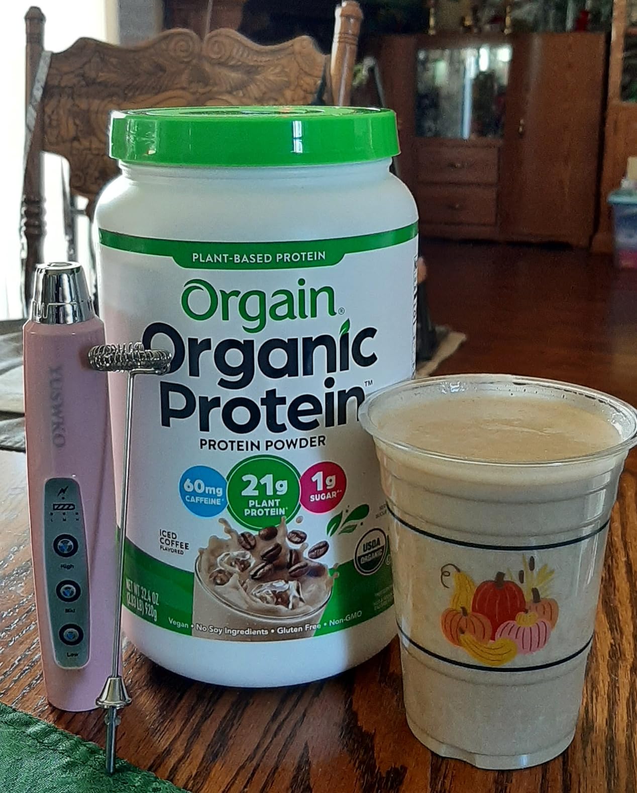 Orgain Organic Vegan Protein Powder, Iced Coffee - 21g Plant Protein, 60mg of Caffeine, Low Net Carb, No Lactose Ingredients, No Added Sugar, Non-GMO, For Shakes & Smoothies, 2.03 lb customer photo 1