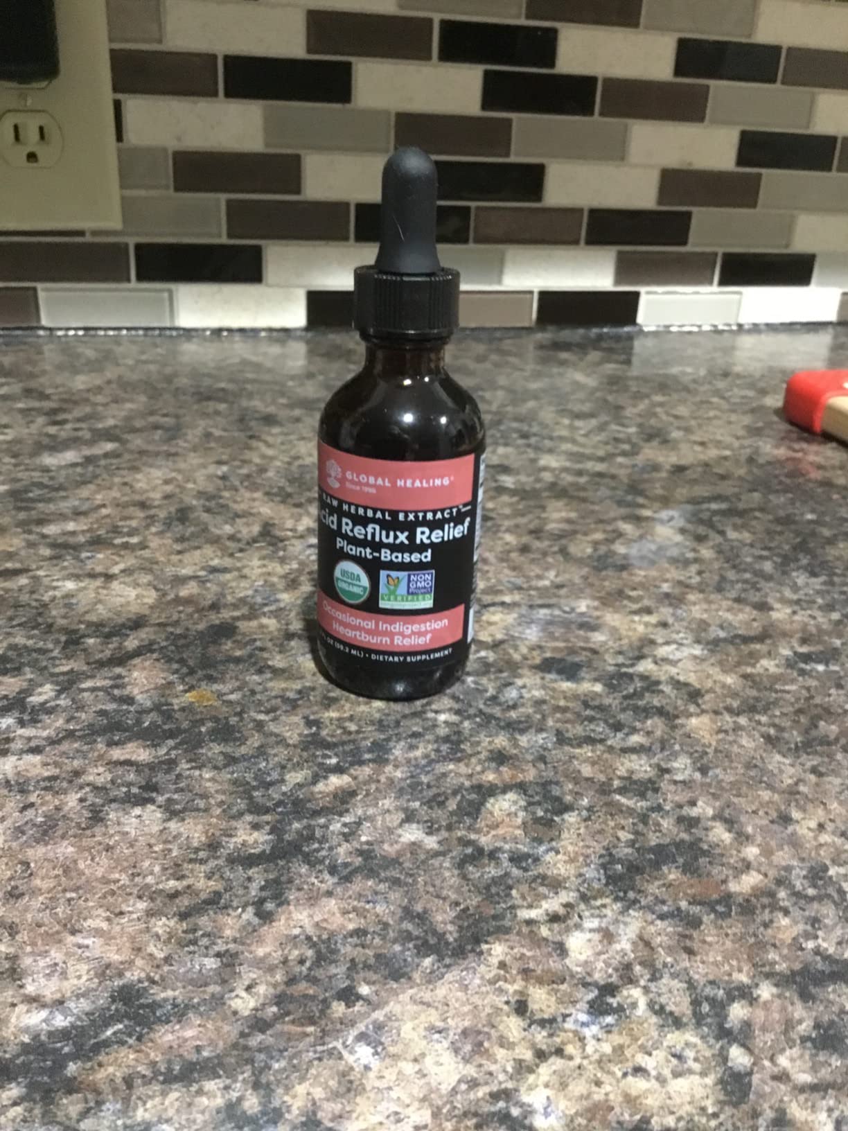 Global Healing Acid Reflux Relief Organic Liquid Supplement W/Slippery Elm - Helps Upset Stomach, Heartburn, Indigestion - Supports Body's Defense Against Digestive Issues - 2 Fl oz customer photo 1