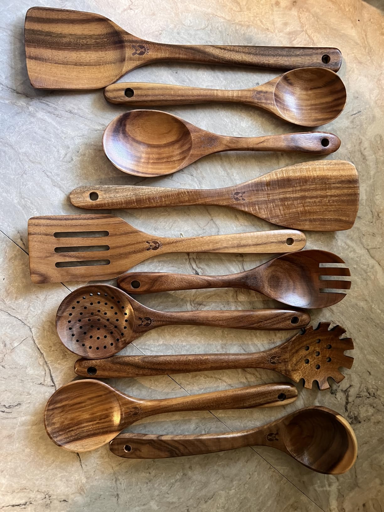 Spurtles Kitchen Tools Wooden, 7Pcs Wooden Spoons for Cooking, Natural Premium Spatula Set, Heat Resistant Cooking Utensil for Nonstick Cookware, Spurtle for Sourdough Starter customer photo 1