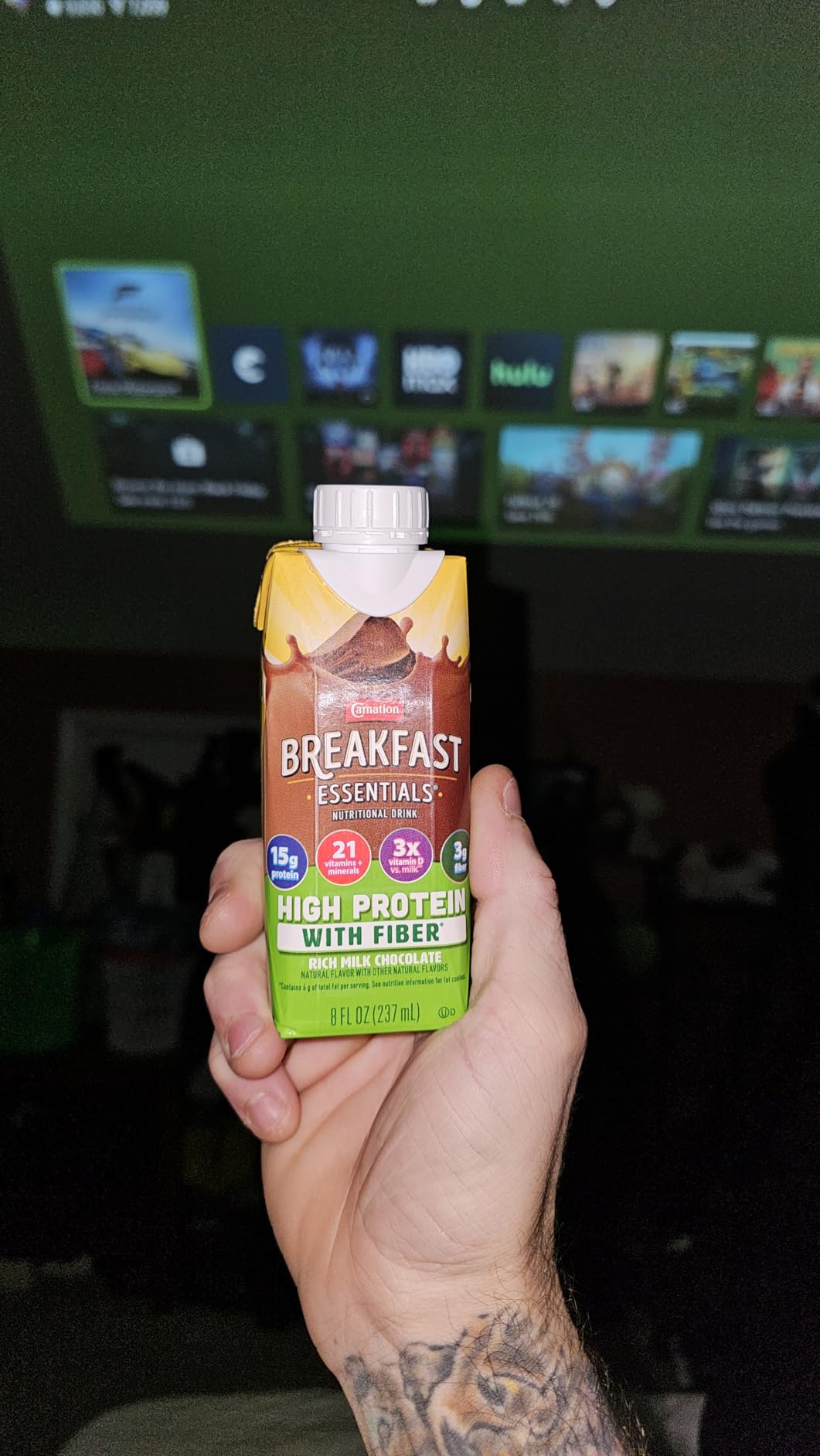 Carnation Breakfast Essentials High Protein Nutritional Drink with Fiber | Rich Milk Chocolate, Ready-to-Drink, 8 FL OZ Carton (Pack of 24) customer photo 2