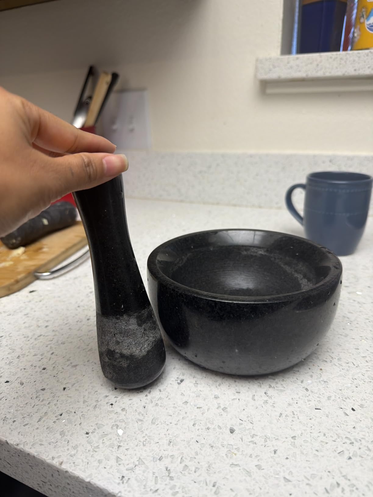 Velaze Marble Mortar and Pestle Set - 5.1 Inch Pestle & 1.25-Cup Capacity, Heavy Duty Grinder & Crusher for Spices, Herbs, Pills, Pestos - Polished Natural Marble Stone Kitchen Tool customer photo 2