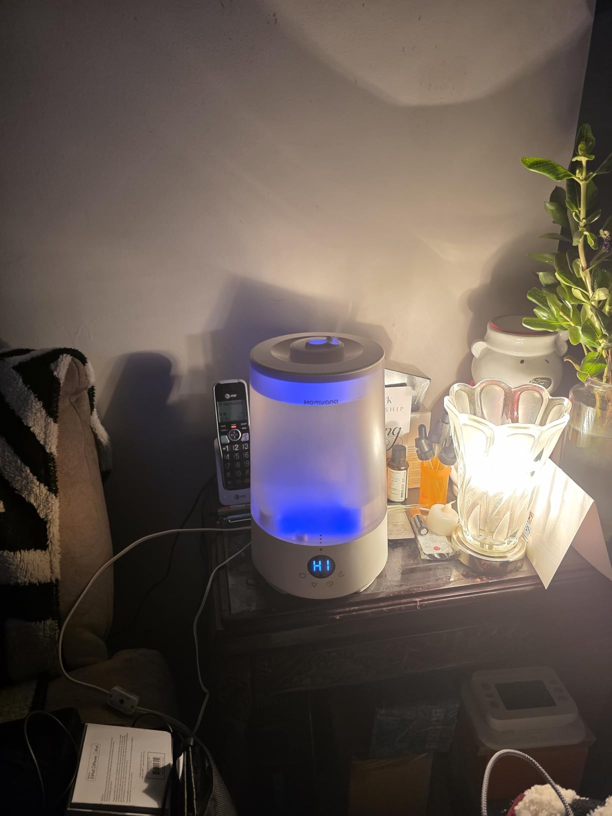 Homvana 3.6L Top-Fill Cool Mist Humidifiers for Bedroom, Large Room & Plants, 23dB Ultra-Quiet, Easy-to-Clean 2-in-1 Baby Humidifier & Oil Diffuser for Congestion Relief, Lasts Up to 4 Nights (Grey) customer photo 1
