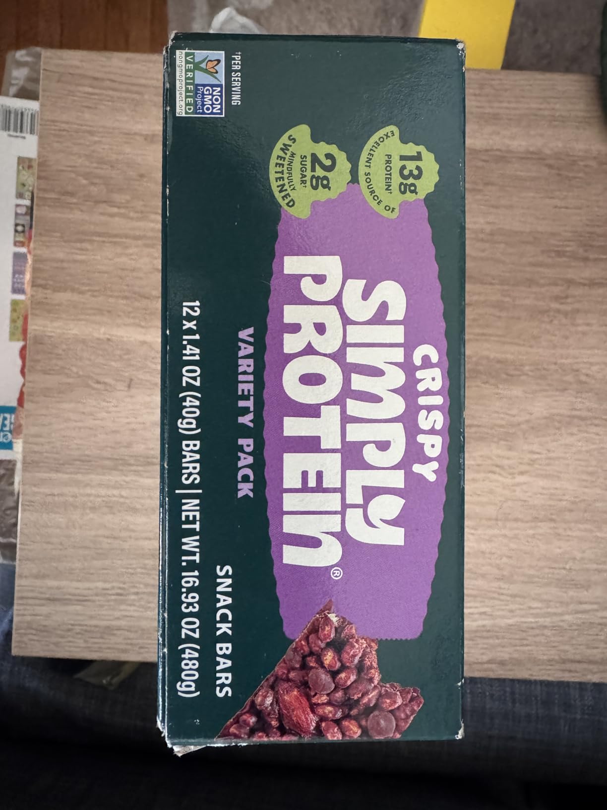 Simply Protein - Crispy Vegan Protein Bars Variety Pack, 3 Flavors - Plant Based, Protein Snacks - 13g Protein, 2g Sugar, 7g Fiber - Gluten Free, Non GMO, Kosher - 12 Bars customer photo 1