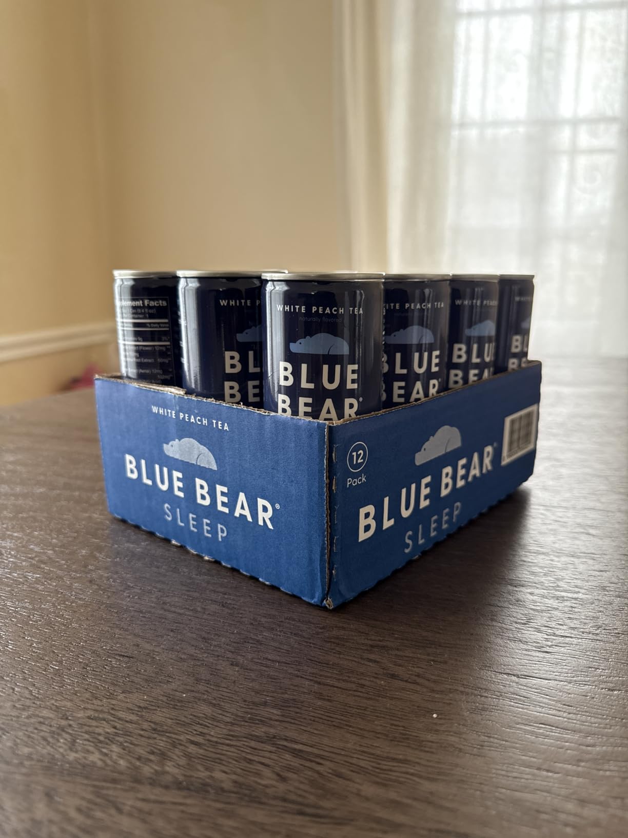 Blue Bear Sleep Adaptogen Drink, Ready-to-Drink Sleep Tea, White Peach Melatonin (5mg) with Chamomile, Lavender, Ashwagandha, GABA & L-Theanine, Caffeine-Free, Zero Sugar, 8.4 Fl Oz (12 Pack) customer photo 1