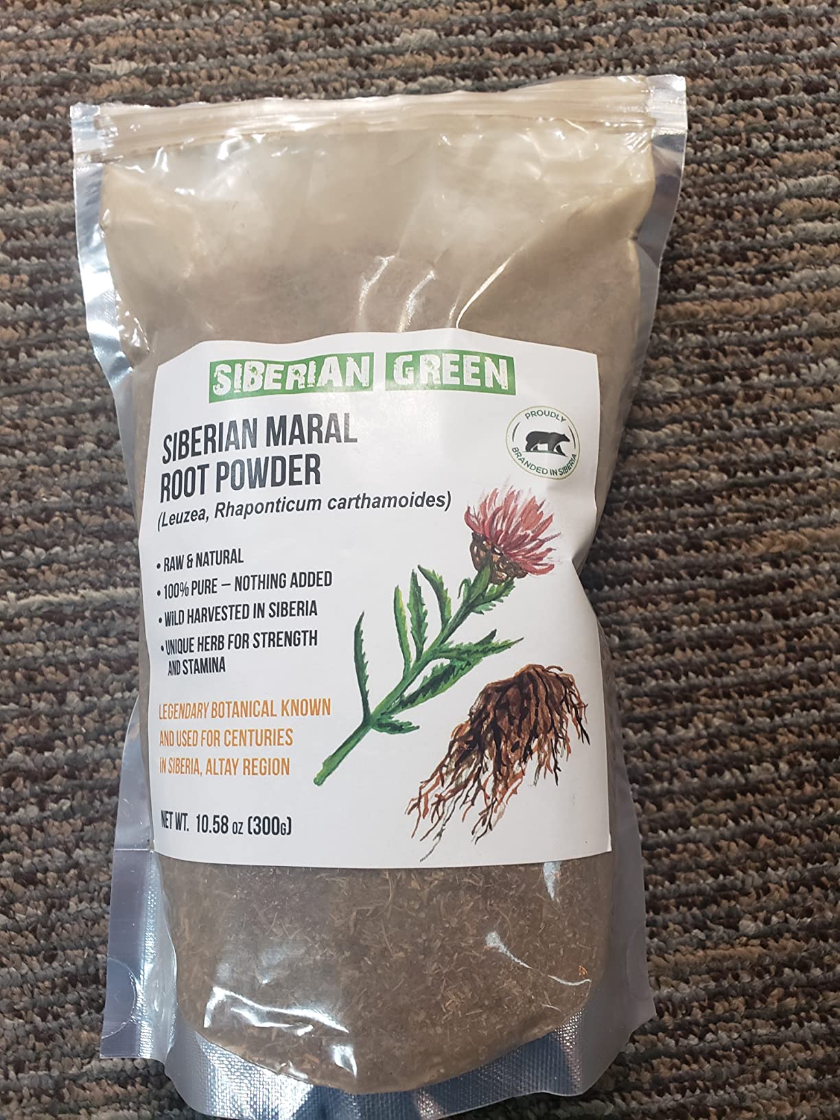 Siberian Green Maral Root Tea Loose Powder 300g (10.58oz) with Ginseng Eleuthero Wild Harvested Leuzea Rhaponticum carthamoides from Altai customer photo 2