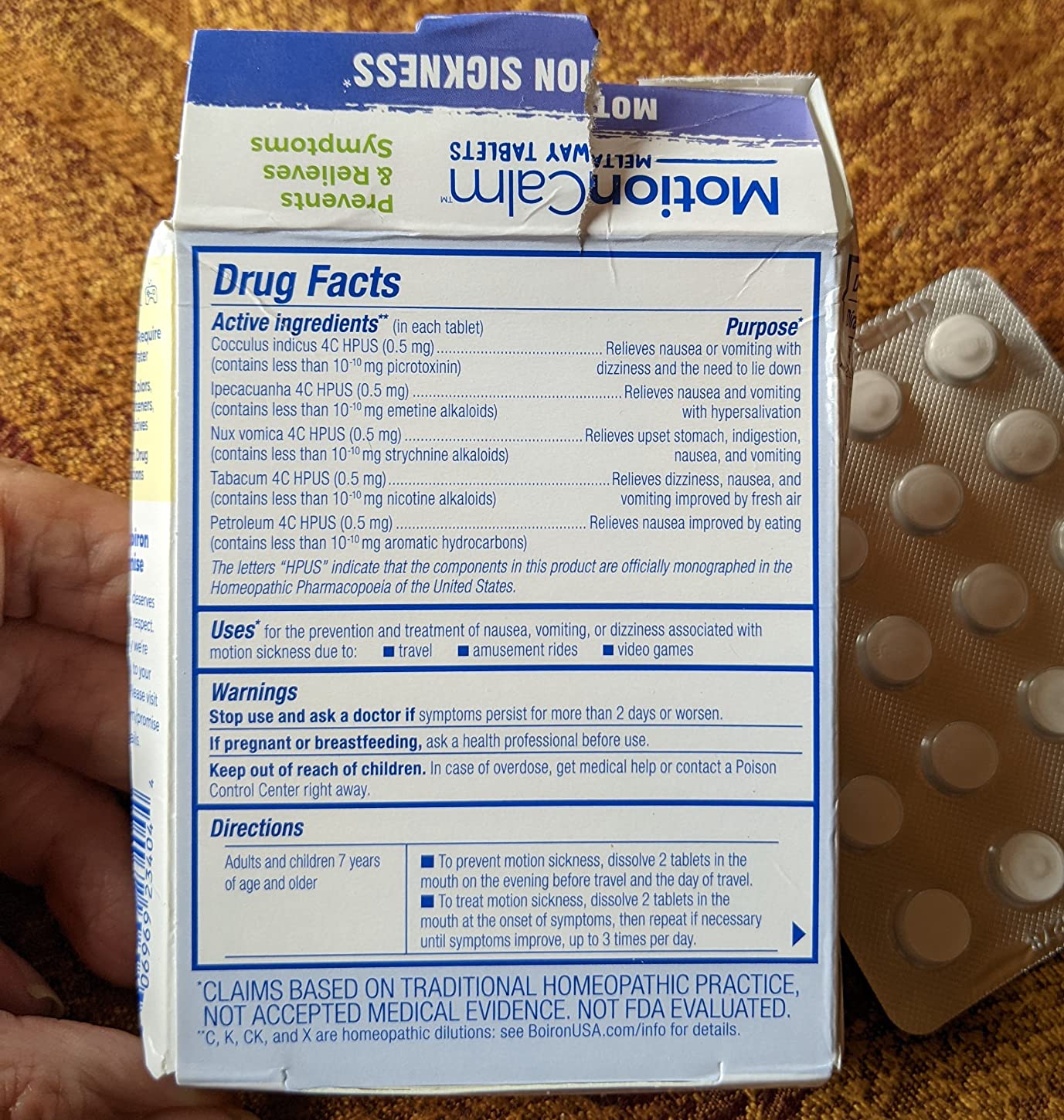 Boiron MotionCalm Relief for Nausea, Vomiting, or Dizziness associated with Motion Sickness Due to Travel, Amusement Rides, and Video Games or VR - Non-Drowsy - 60 Count customer photo 2