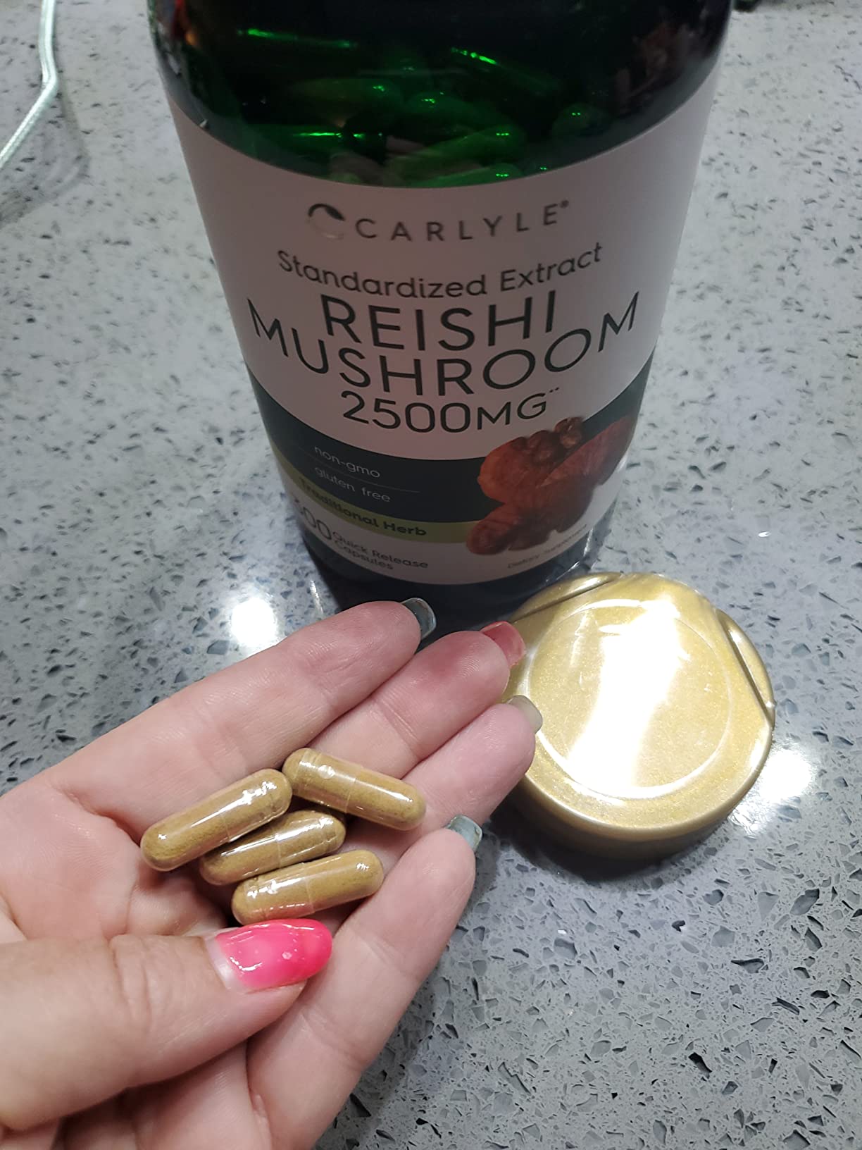 Carlyle Reishi Mushroom Capsules | 300 Count | Fruiting Body Herbal Extract Supplement | Non-GMO and Gluten Free customer photo 1