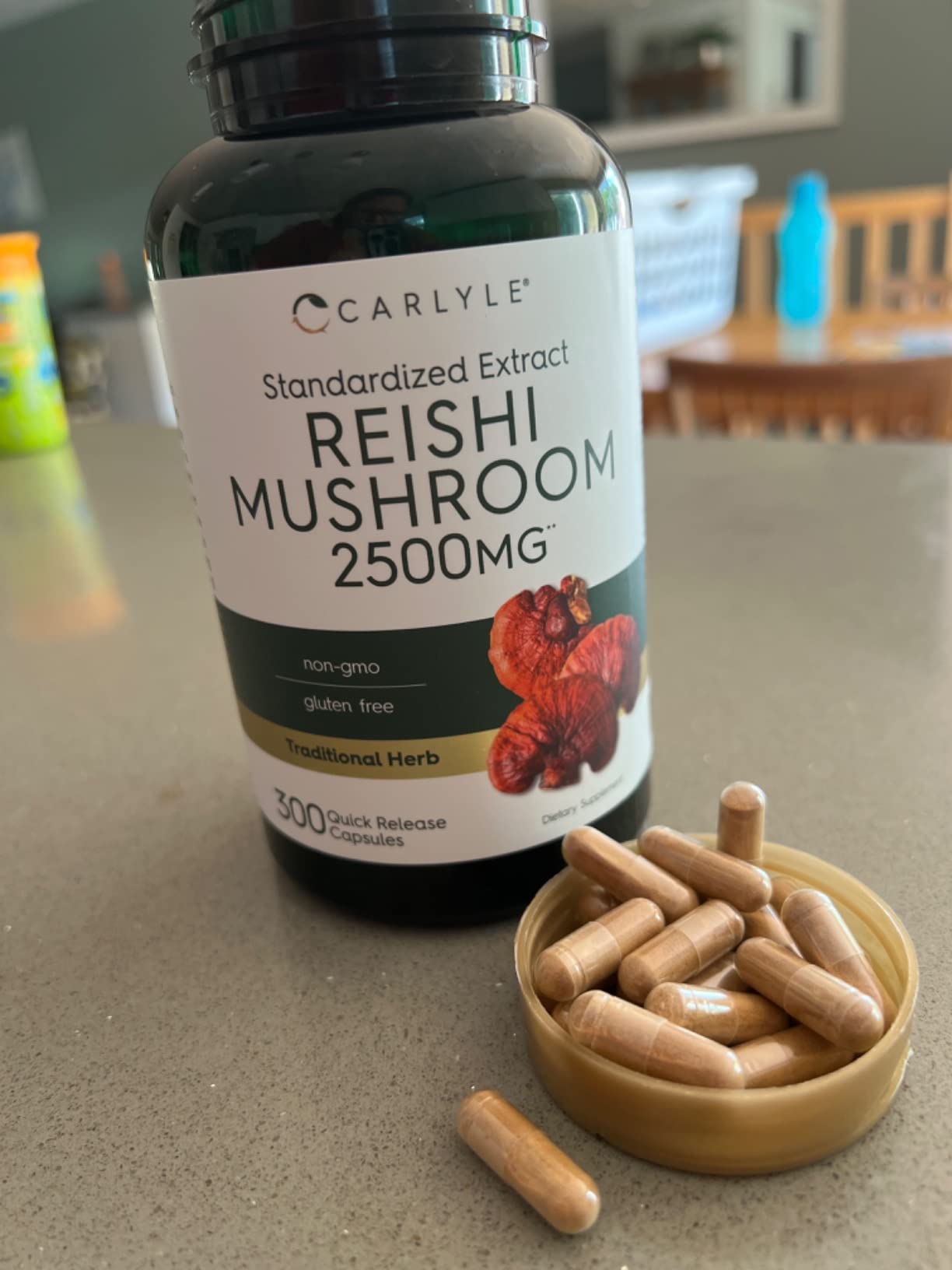 Carlyle Reishi Mushroom Capsules | 300 Count | Fruiting Body Herbal Extract Supplement | Non-GMO and Gluten Free customer photo 2