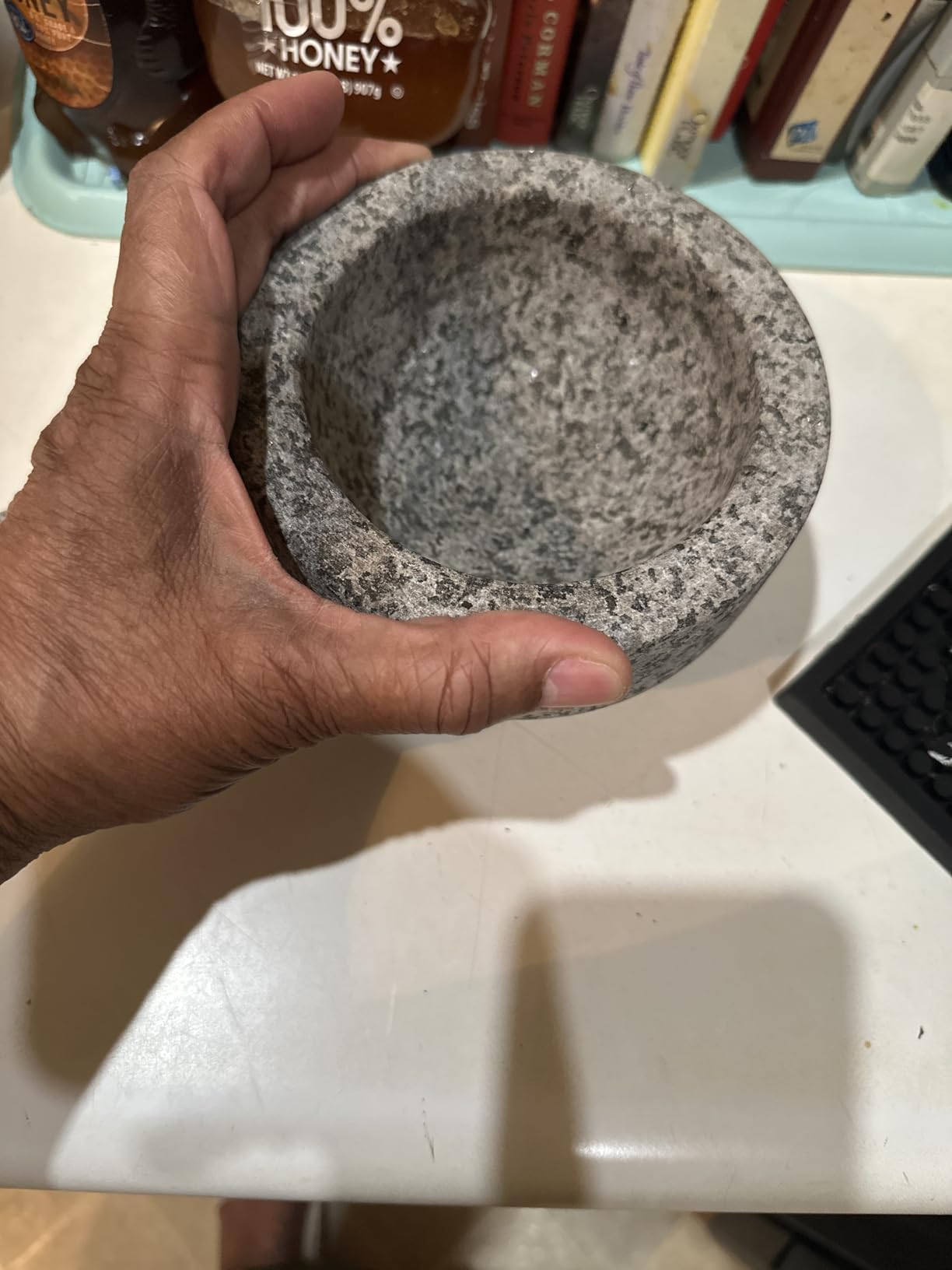 PriorityChef Mortar and Pestle Set, Heavy Duty Natural Granite, Make Fresh Guacamole at Home, Solid Stone Grinder Bowl, Herb Crusher, Spice Grinder, 1.5 Cup Size, Unpolished Grey customer photo 2