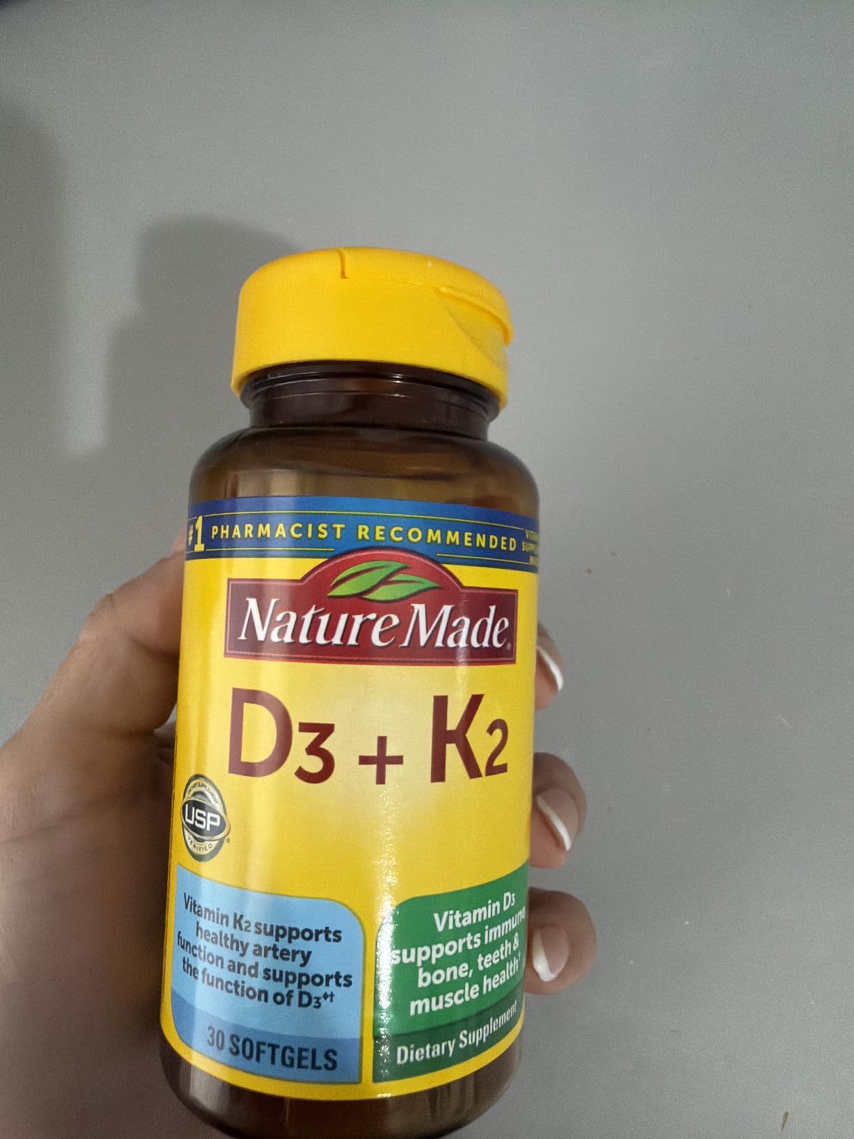 Nature Made Vitamin D3 K2 Supplement, 5000 IU (125 mcg) Vitamin D for Bone, Muscle and Immune Support, 30 Softgels customer photo 1