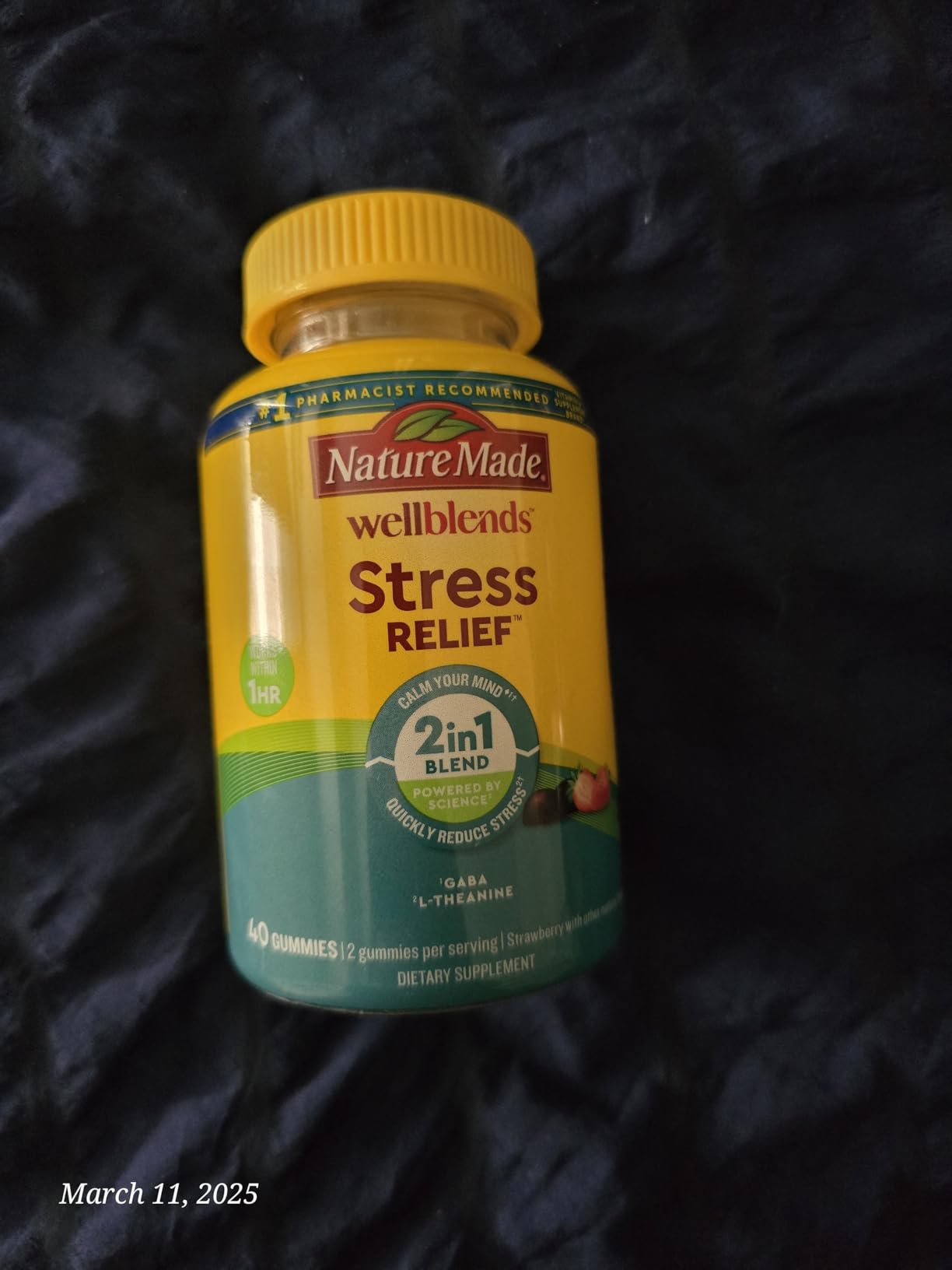 Nature Made Wellblends Stress Relief Gummies, L-Theanine 200mg to Help Reduce Stress, with GABA 100mg, Same Day Stress Support, 40 Strawberry Flavor Gummies customer photo 1