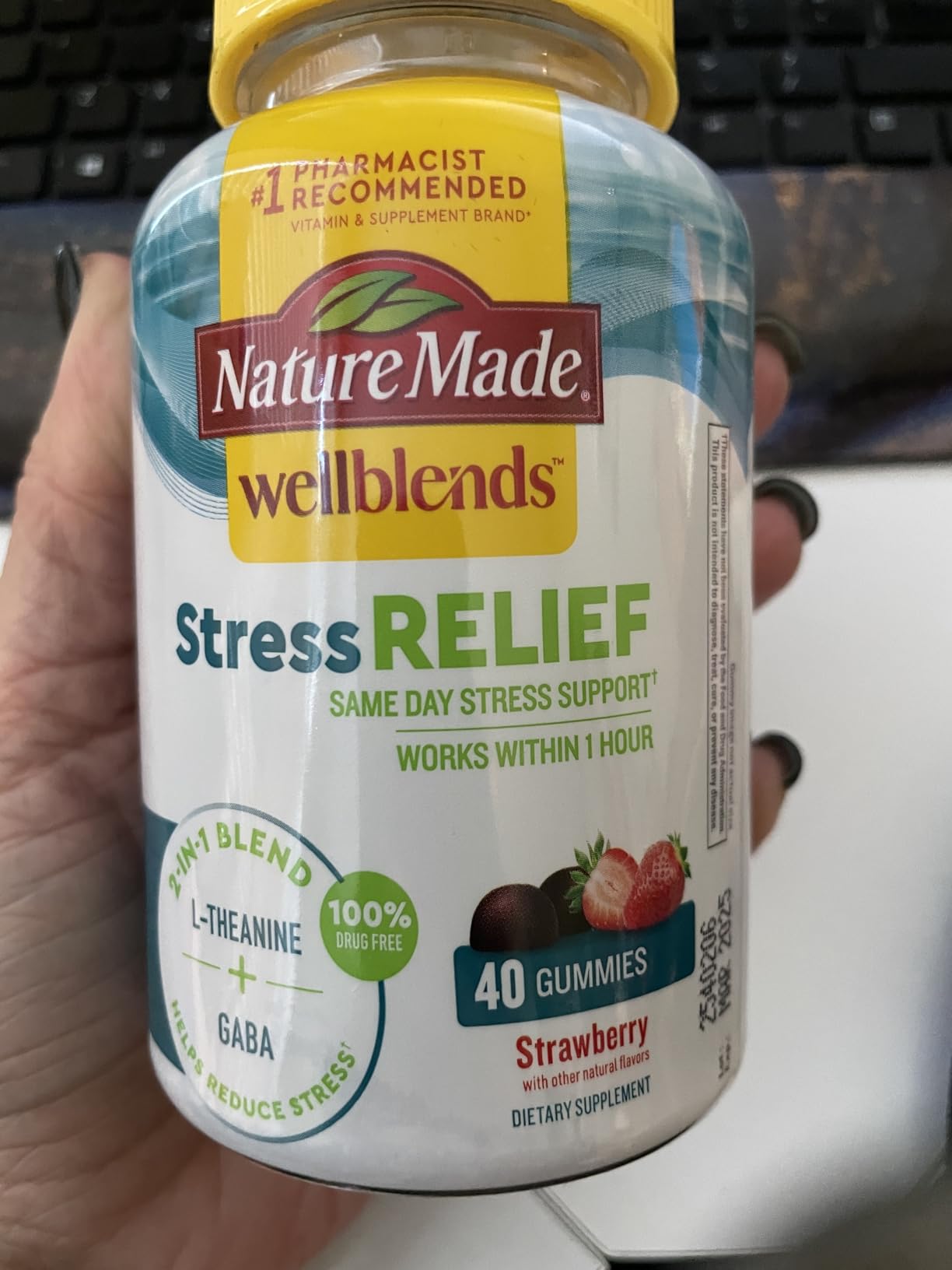 Nature Made Wellblends Stress Relief Gummies, L-Theanine 200mg to Help Reduce Stress, with GABA 100mg, Same Day Stress Support, 40 Strawberry Flavor Gummies customer photo 2