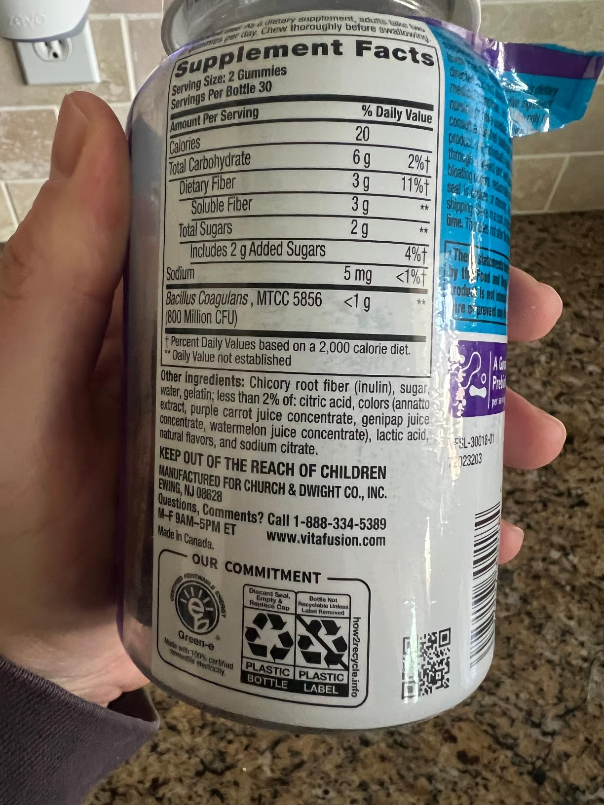 Vitafusion Fiber Well Probiotic Gummies | 3g Fiber | 60 Adult Gummy Vitamins | Plus Prebiotics | Assorted Fruit Flavors | Gluten and Dairy-Free customer photo 2