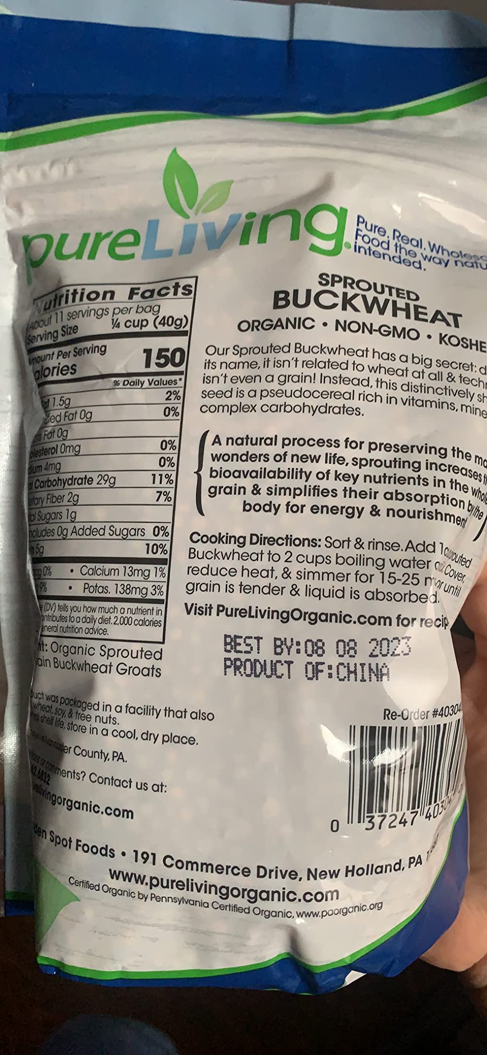 PureLiving Organic Sprouted Buckwheat - Whole Grain - 16 Ounce Bag (Pack of 2) - A Pseudo-cereal rich in vitamins, minerals, and complex carbohydrates. customer photo 1
