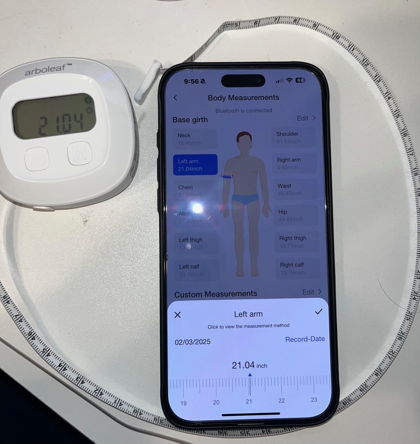 arboleaf Digital Body Tape Measure, 60in Body Measuring Tape, Bluetooth Measuring Tape for Body Measurements with App, Body Fat Measurement Device for Weight Loss, Locking, Retractable customer photo 1