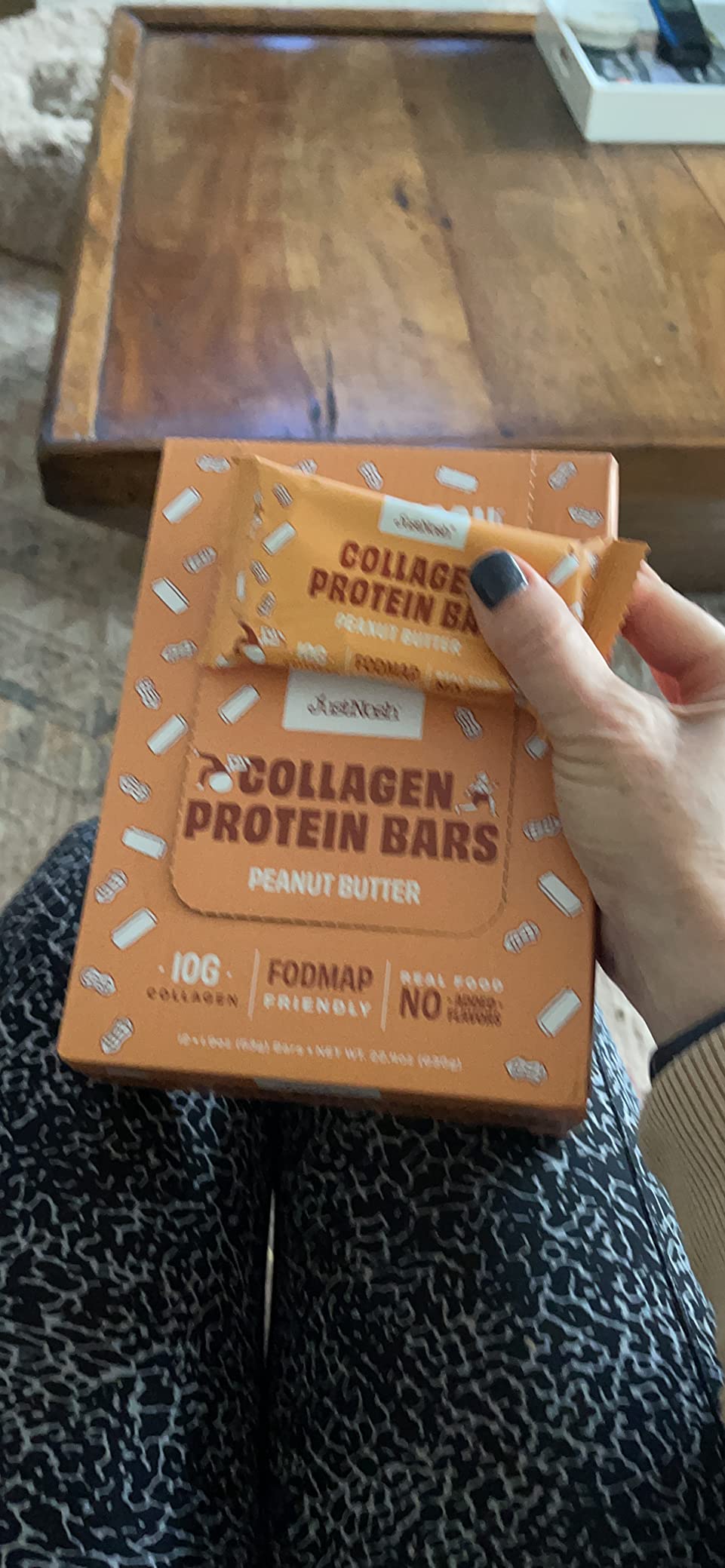 JUSTNOSH Peanut Butter Collagen Protein Bars - 16g Protein, 10g Collagen | Gluten & Dairy Free, Low FODMAP, Seed Oil Free (12 Pack) customer photo 1