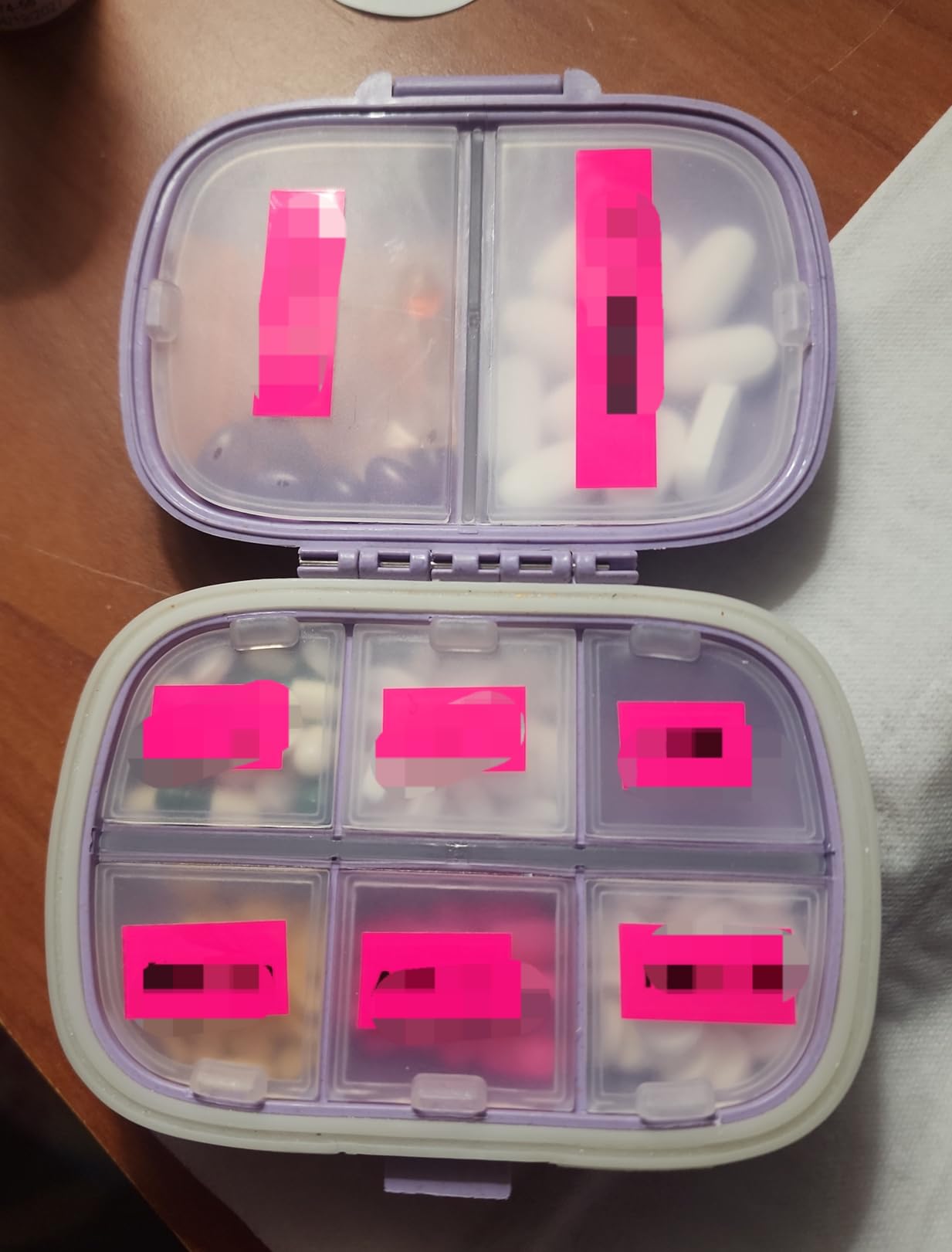 MEACOLIA 3 Pack Travel Pill Organizer - 8 Compartments Portable Pill Case for Purse, Moisture-Proof Daily Medicine Vitamin Container, Pill Box Holder for Travel Essentials (Purple, Green, Pink) customer photo 2