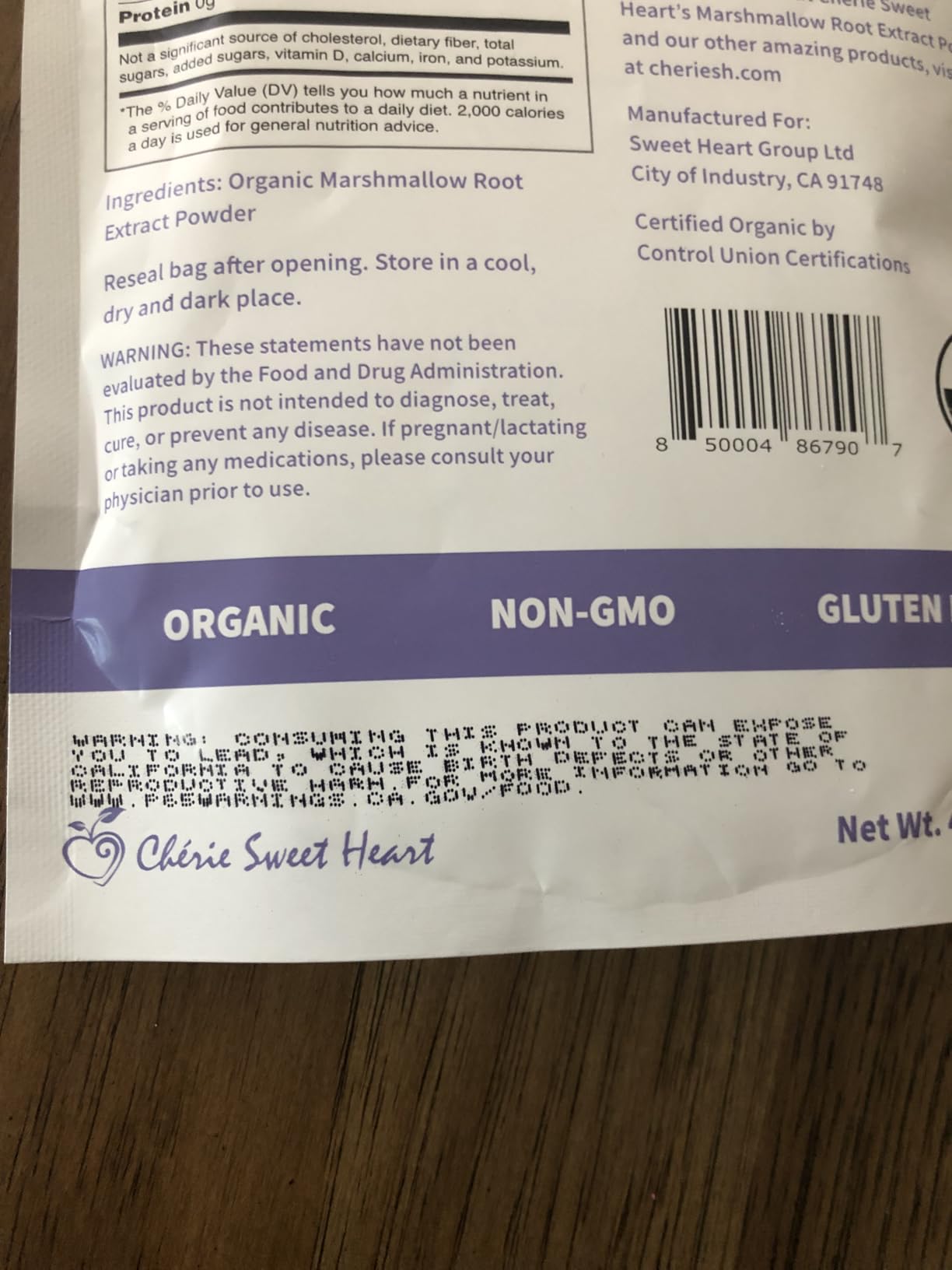 Cherie Sweet Heart USDA Organic Marshmallow Root Powder, Filler Free, Traditional Used, No GMOs, Vegan Friendly, 4 Ounces customer photo 2