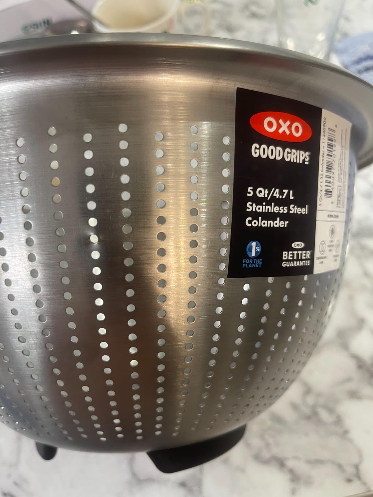 OXO Good Grips Stainless Steel Colander, 5 qt. Capacity, Strainer with Non-Slip Handles customer photo 1