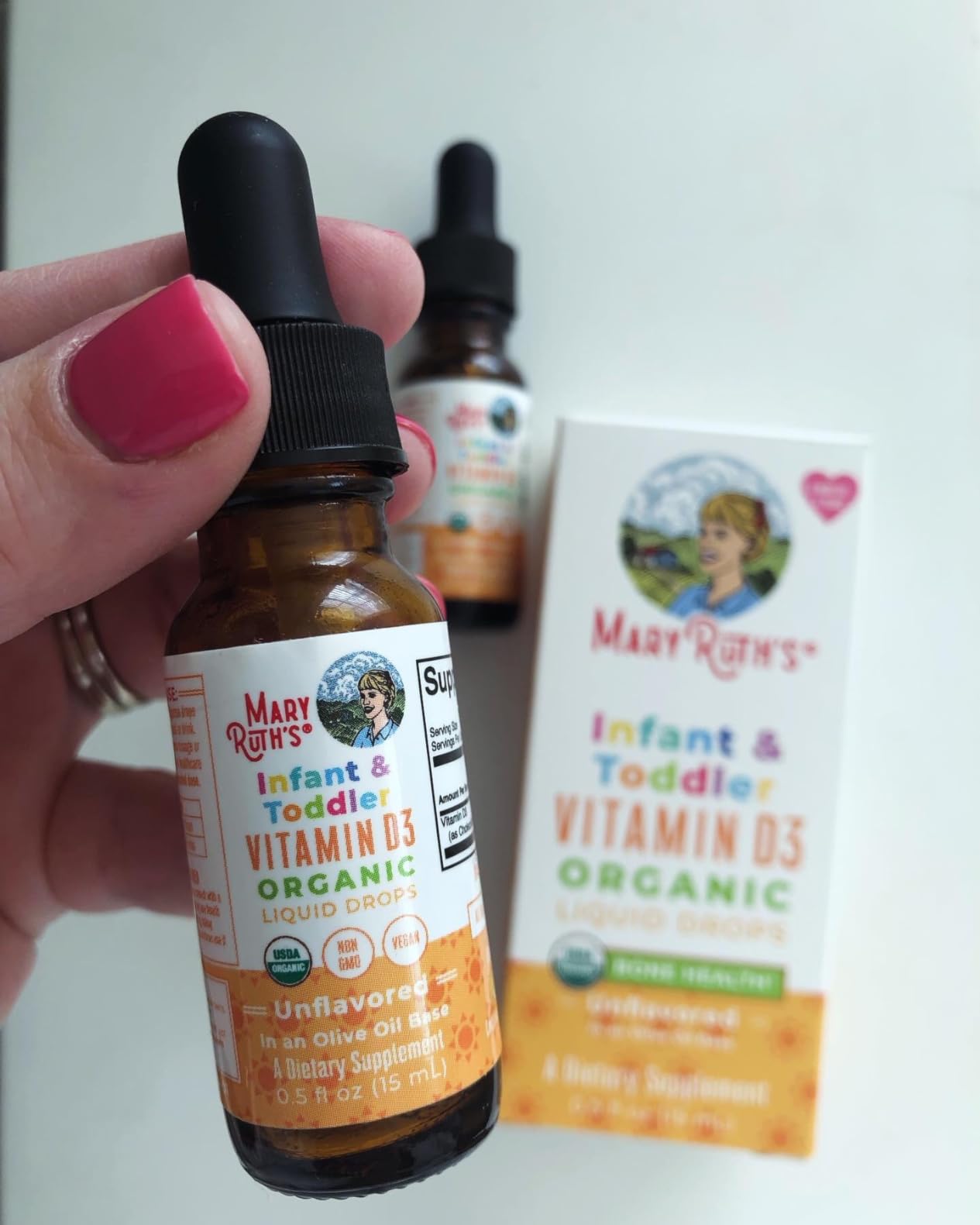 MARYRUTH'S USDA Organic Vitamin D Drops | Vitamin D3 Liquid | Sugar Free | Liquid Vitamin D Drops Immune Support for Infants & Toddlers | VIT D3 | Gluten Free | Non-GMO | 90-150 Servings customer photo 2