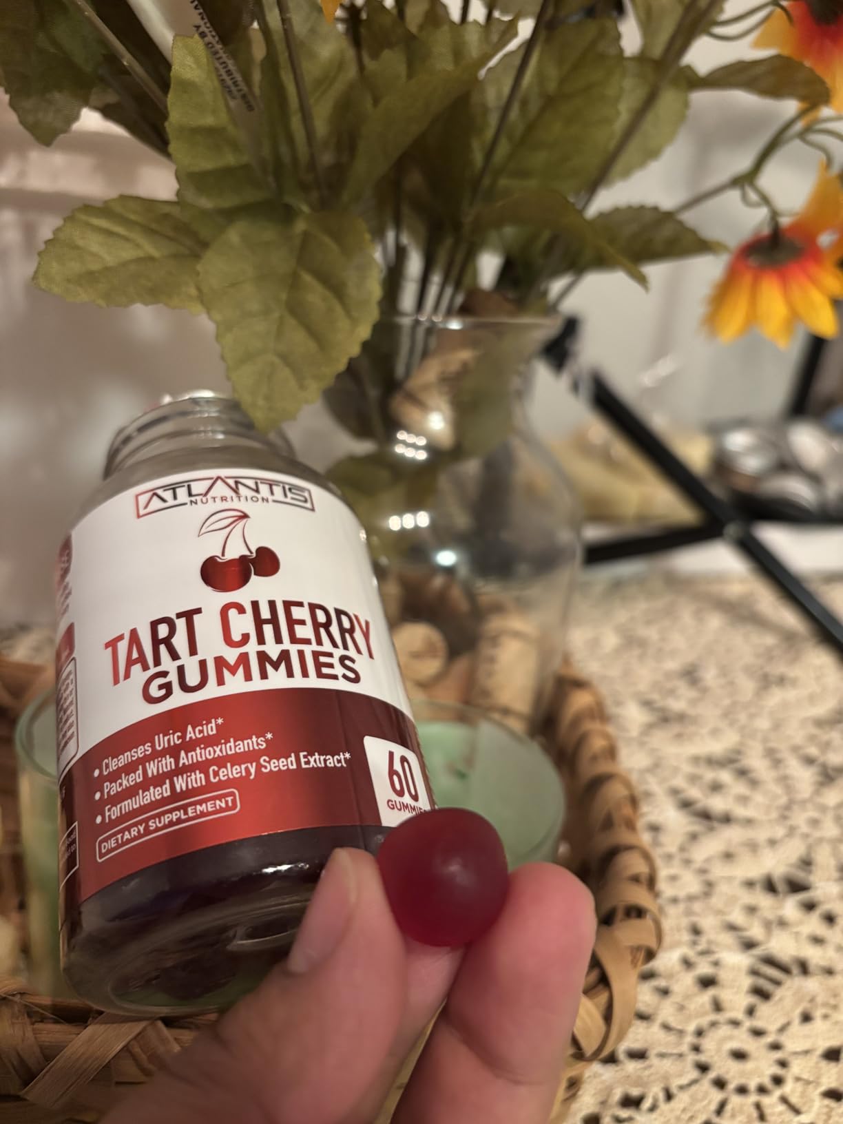 Atlantis Nutrition Tart Cherry Gummies with Celery Seed Extract - Advanced Uric Acid Cleanse for Immediate Relief | Joint Relief & Recovery | Powerful Antioxidant with Joint Support - 60 Gummies customer photo 1