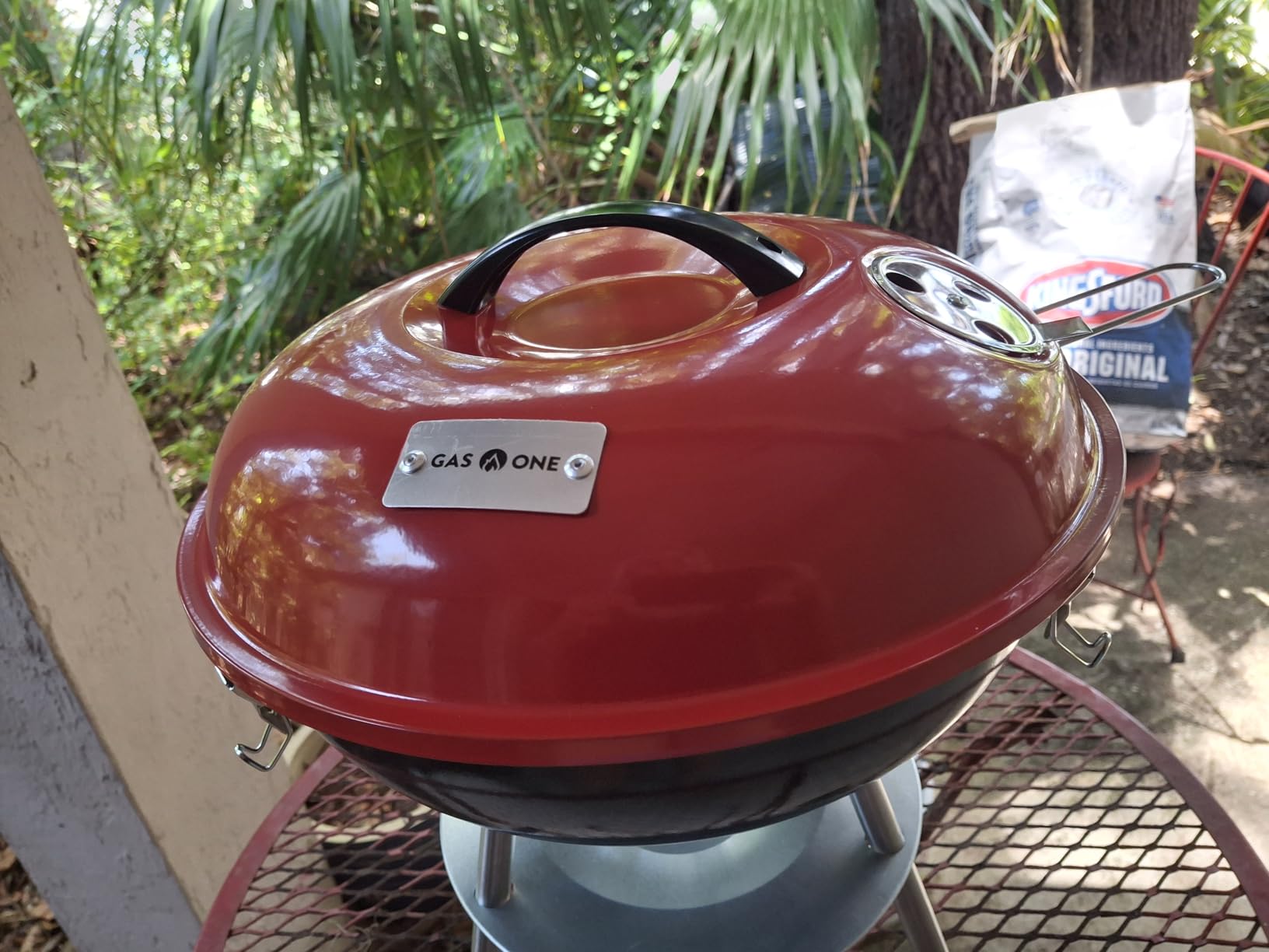 Gas One 14-inch Portable Barbecue Grill with 3-Point Locking Lid for Heat Preservation, Dual Venting System, Small Charcoal Grill for Backyard, Camping, Boat customer photo 1