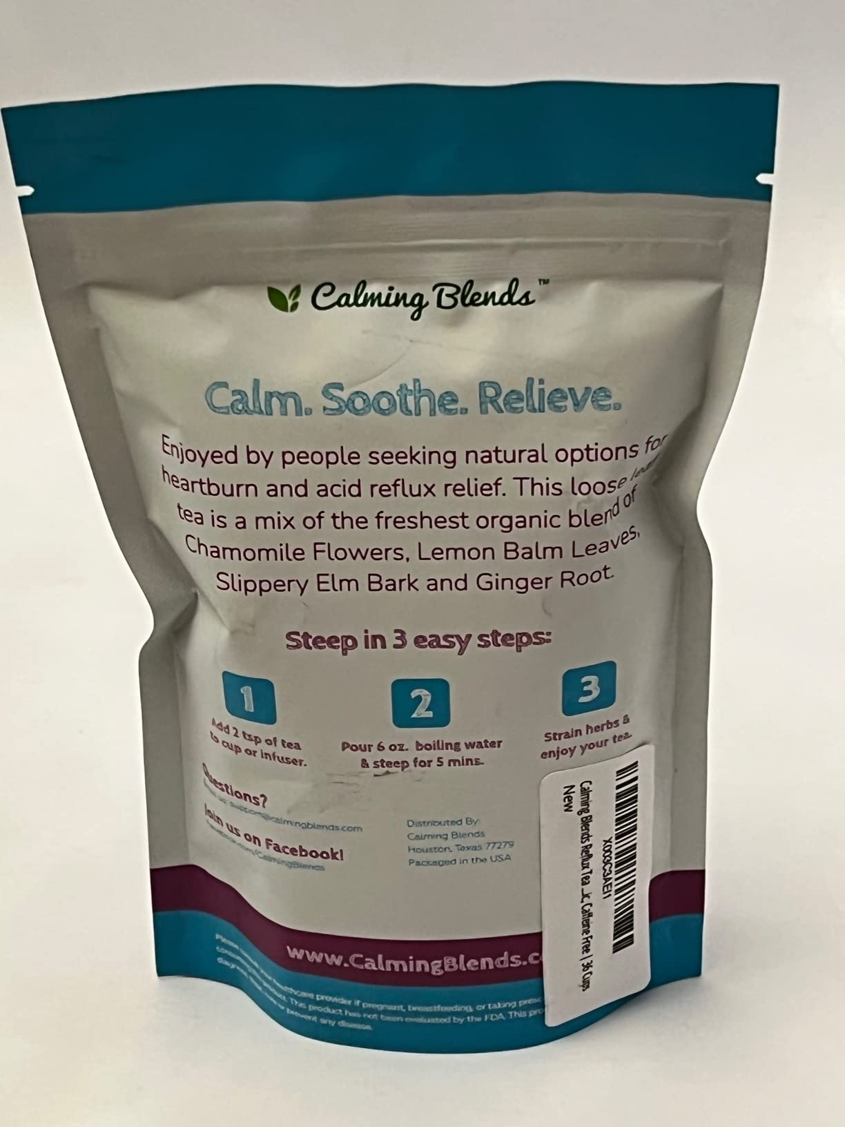 CALMING BLENDS Acid Reflux Loose Leaf Tea | Acid Reflux, Heartburn & Indigestion | Caffeine-Free | 36 Cups customer photo 2