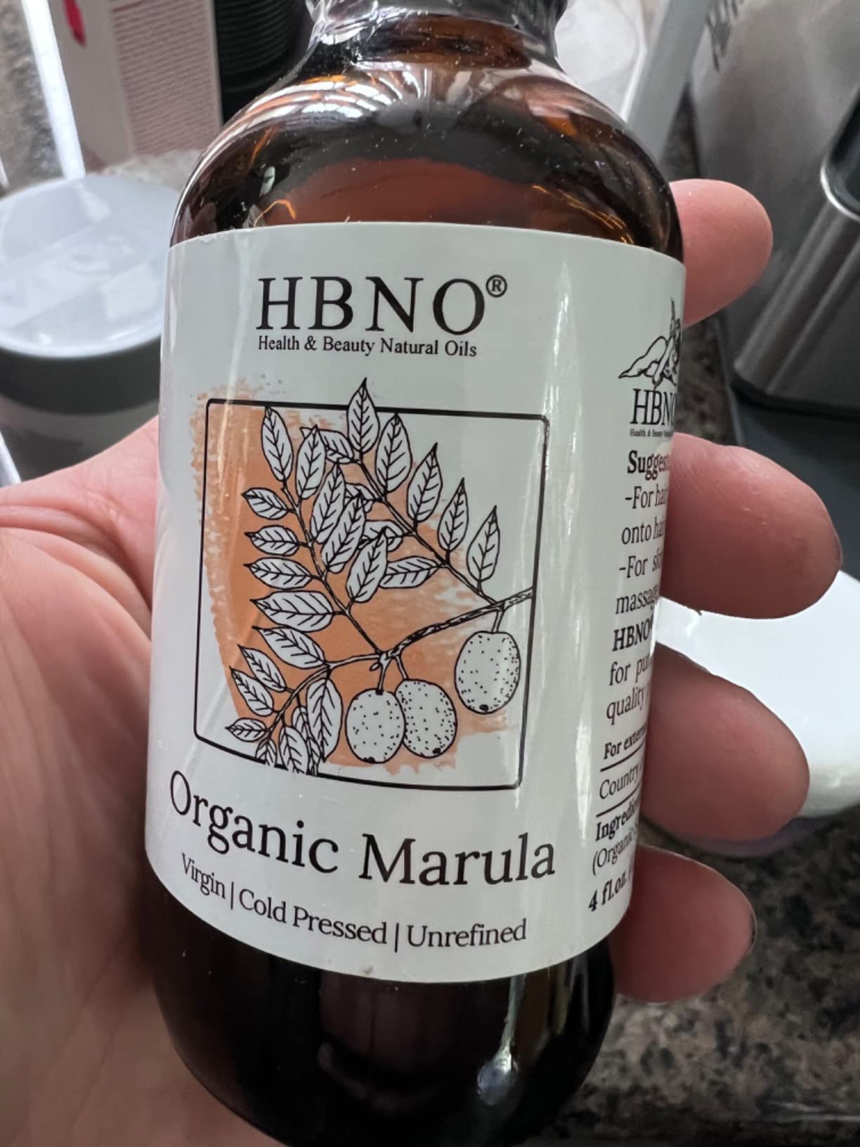 HBNO Organic Marula Oil - Huge 4 oz (120ml) Value Size - USDA Certified Organic Marula Seed Oil, Cold Pressed for Face, Body, Lips, Shampoo & Conditioner customer photo 1
