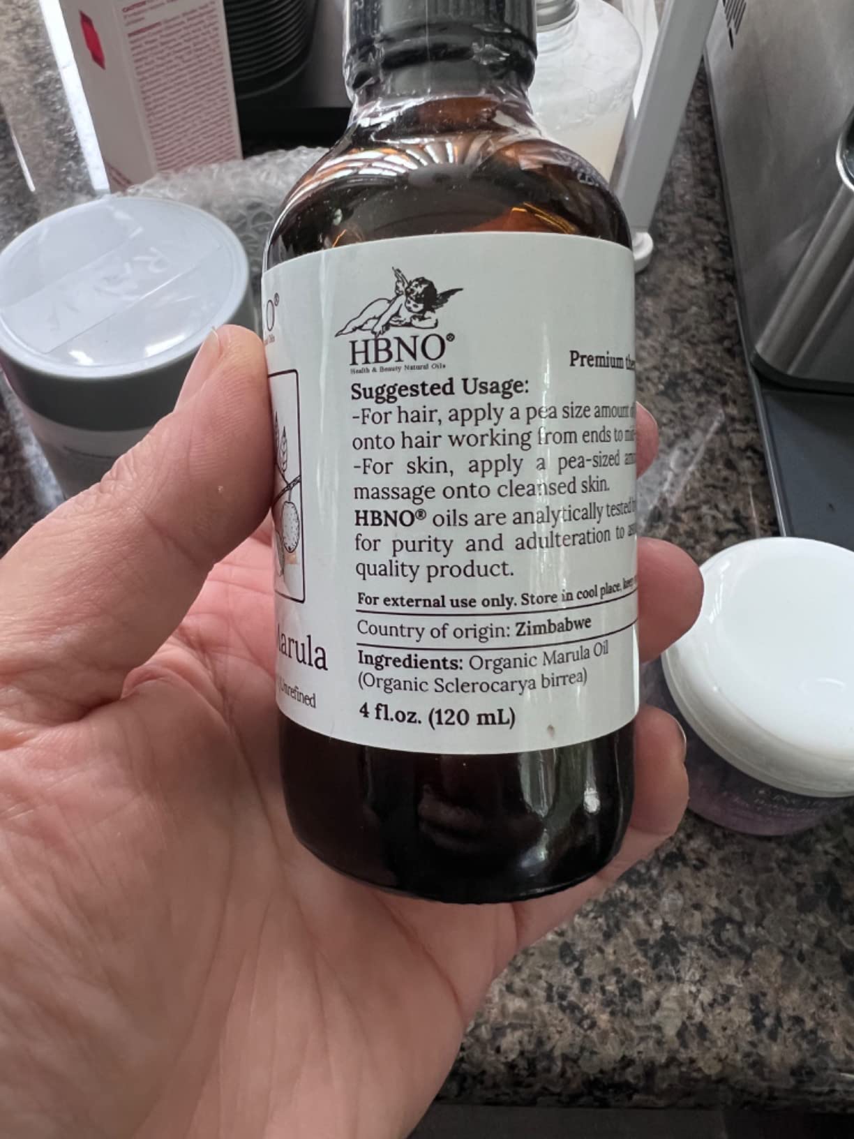 HBNO Organic Marula Oil - Huge 4 oz (120ml) Value Size - USDA Certified Organic Marula Seed Oil, Cold Pressed for Face, Body, Lips, Shampoo & Conditioner customer photo 2
