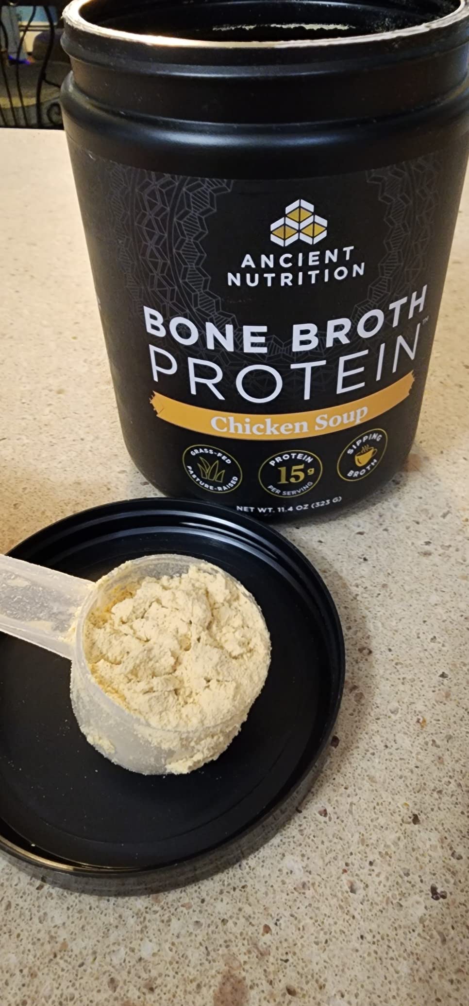 Ancient Nutrition Bone Broth Protein Powder, Chicken Soup, Grass-Fed Chicken and Beef Bone Broth Powder, 15g Protein Per Serving, Supports a Healthy Gut, 15 Servings customer photo 2