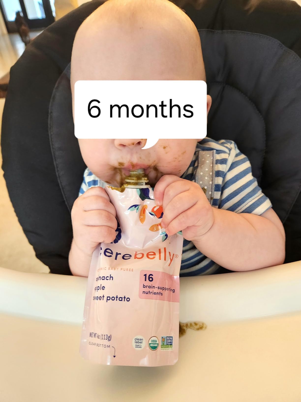 Cerebelly Organic Baby Food Pouches Variety Pack, Veggie & Fruit Purees, 16 Nutrients, No Added Sugar, Fiber & Non-GMO, 4oz, 8 Pack customer photo 1