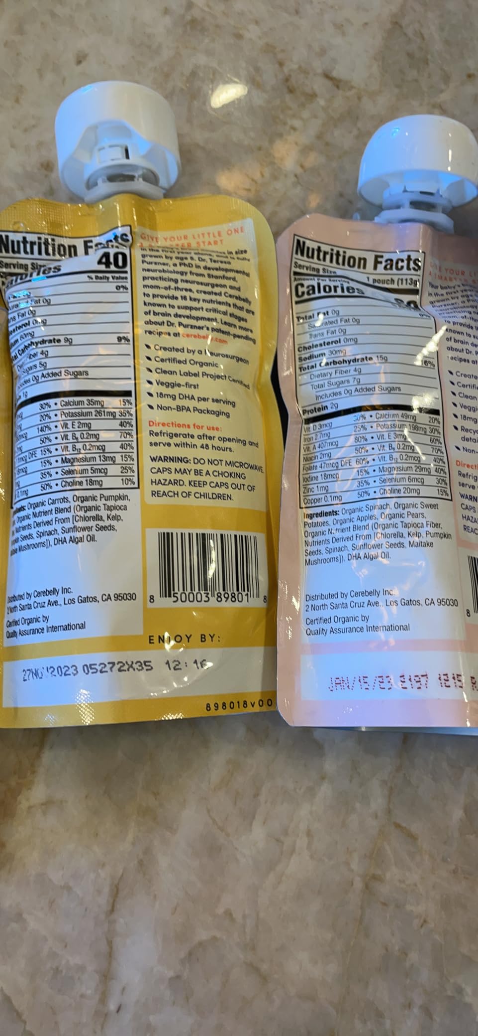 Cerebelly Organic Baby Food Pouches Variety Pack, Veggie & Fruit Purees, 16 Nutrients, No Added Sugar, Fiber & Non-GMO, 4oz, 8 Pack customer photo 2