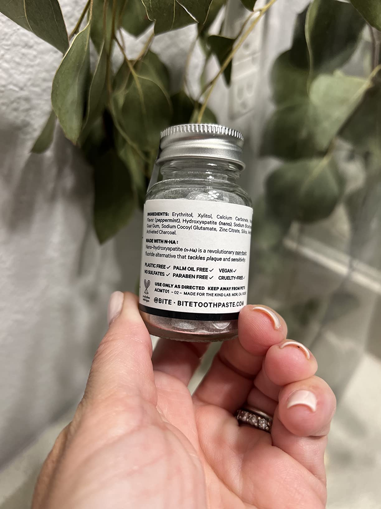Bite Whitening Toothpaste Tablets - 2 Months - Fluoride Free, Nano Hydroxyapatite + Xylitol, Mint Charcoal - Vegan, Cruelty-Free, Made in USA, Sensitive Teeth, Travel Size, (2 Bottles, 124 Tabs) customer photo 1