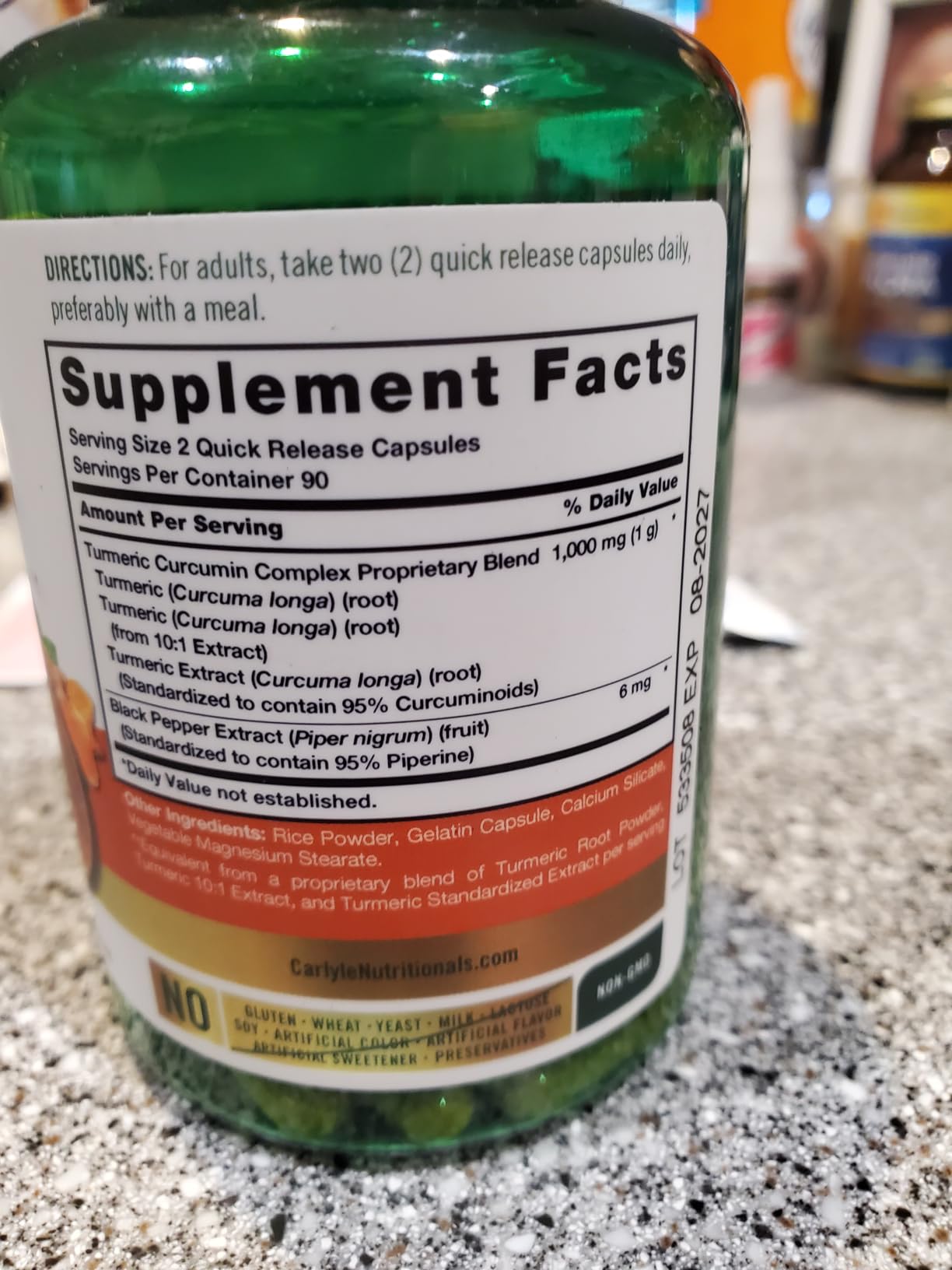 Carlyle Turmeric Curcumin with Black Pepper | 180 Capsules | Turmeric Complex Supplement | Non-GMO, Gluten Free customer photo 1