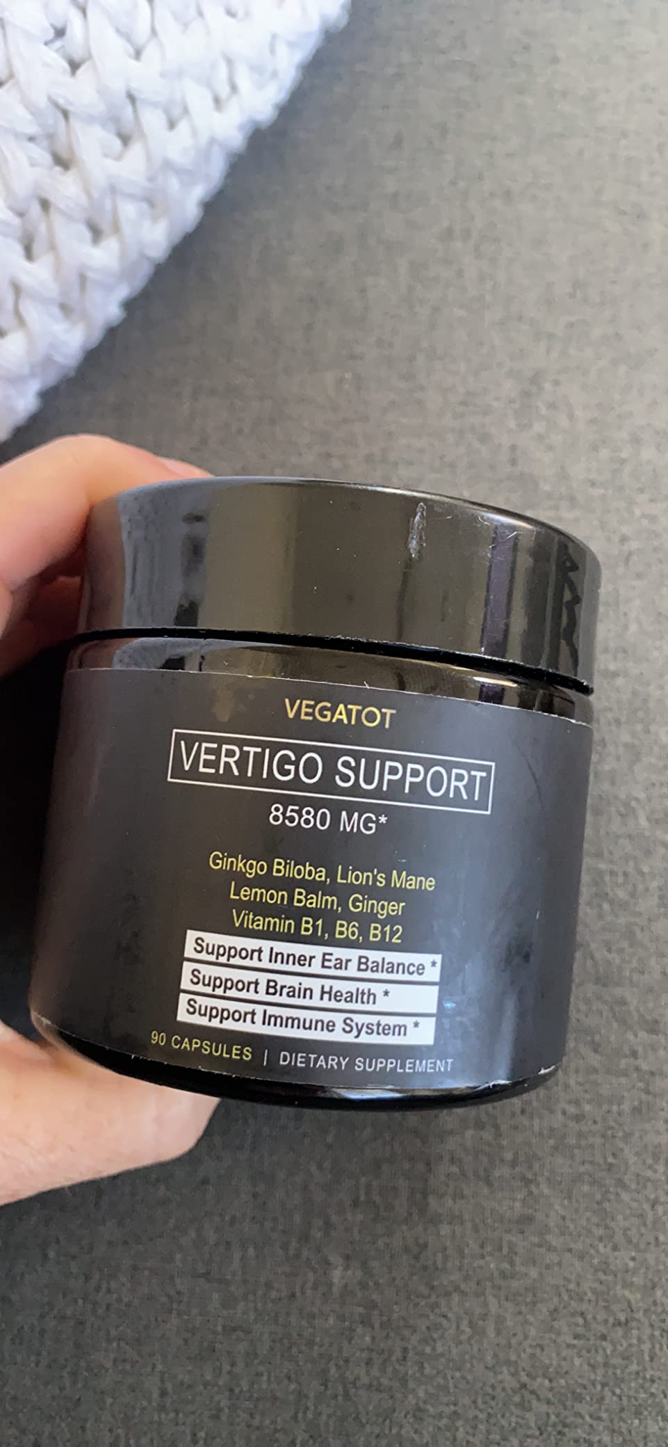 VEGATOT Inner Ear Supplement with Ginkgo Biloba Lion's Mane Lemon Balm Ginger VIT B1, B6, B12- for Dizziness Spinning Inner Ear Balance customer photo 1