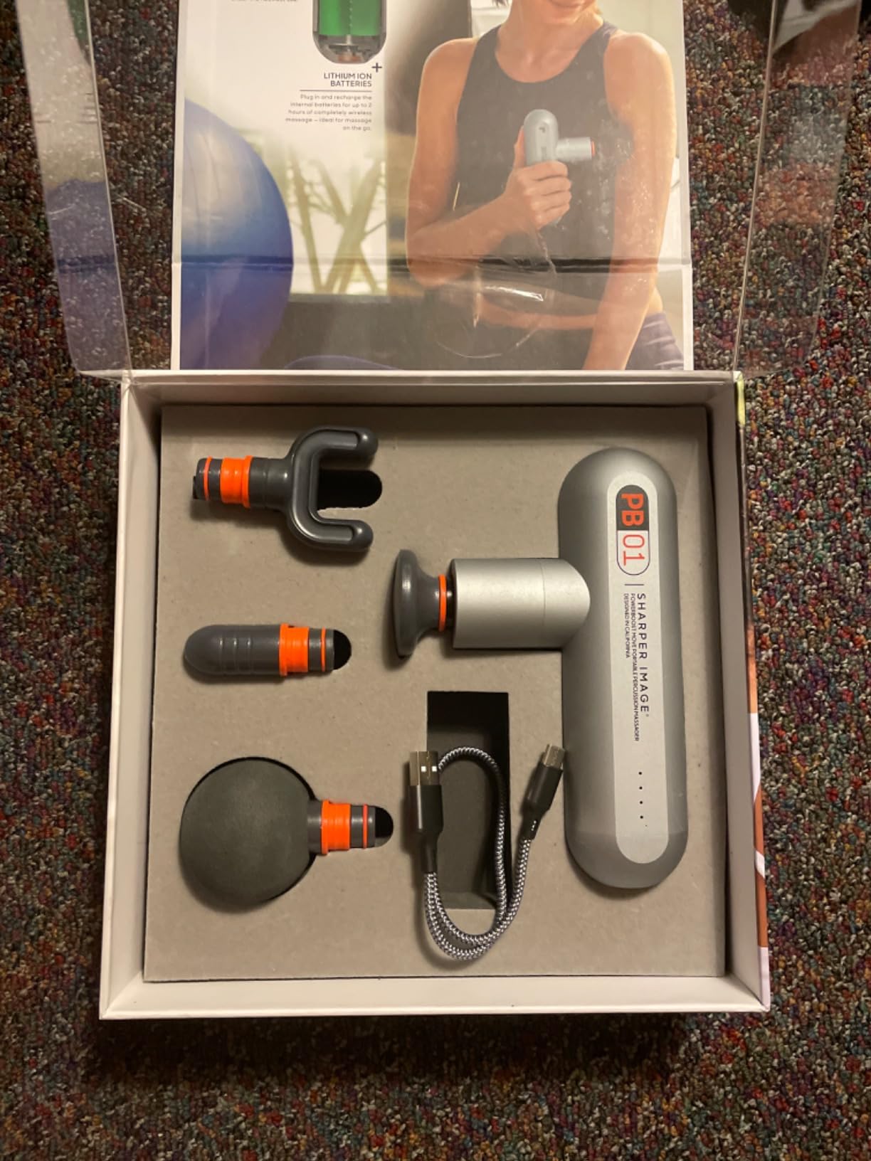 Sharper Image Powerboost Move - Mini Percussion Massage Gun, 4 Attachments, 4 Speeds, FSA Eligible, Full Body Back & Shoulder Massager, Deep Tissue Muscle Recovery, Portable Pain Relief Massage Tool customer photo 1